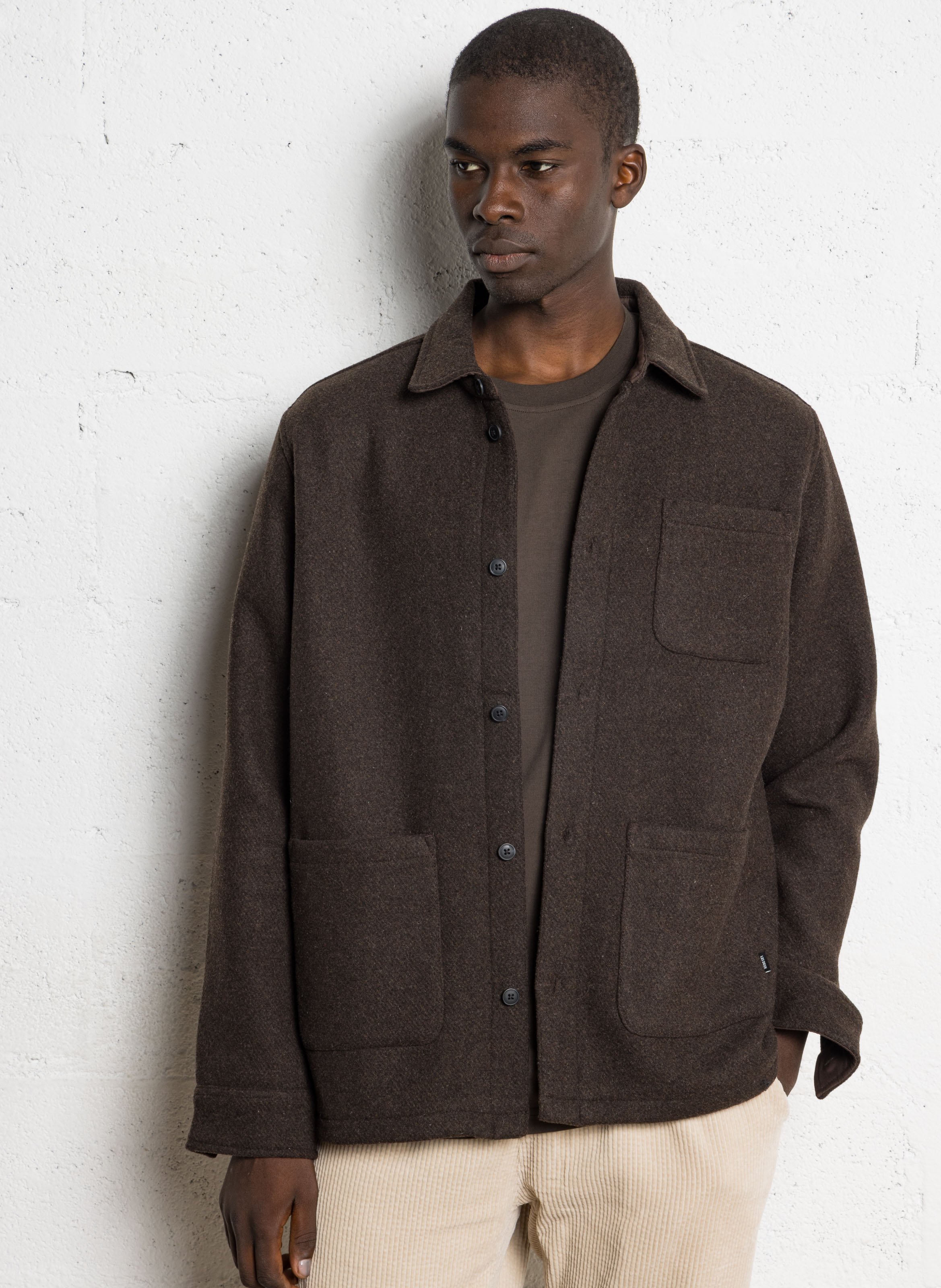Classic collar wool blend overshirt LES DEUX Brown