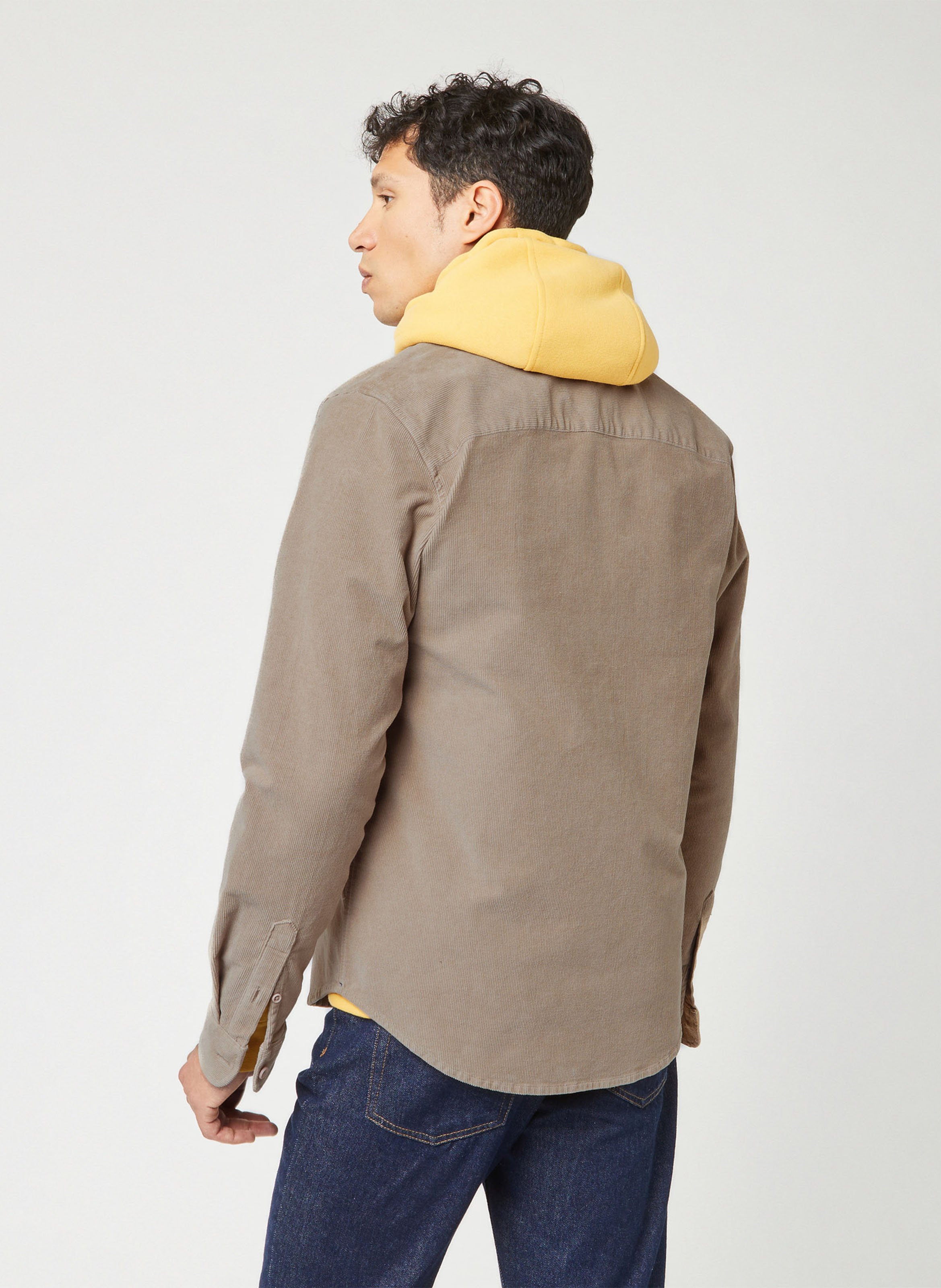 Chemise col classique en velours côtelé FAGUO Beige