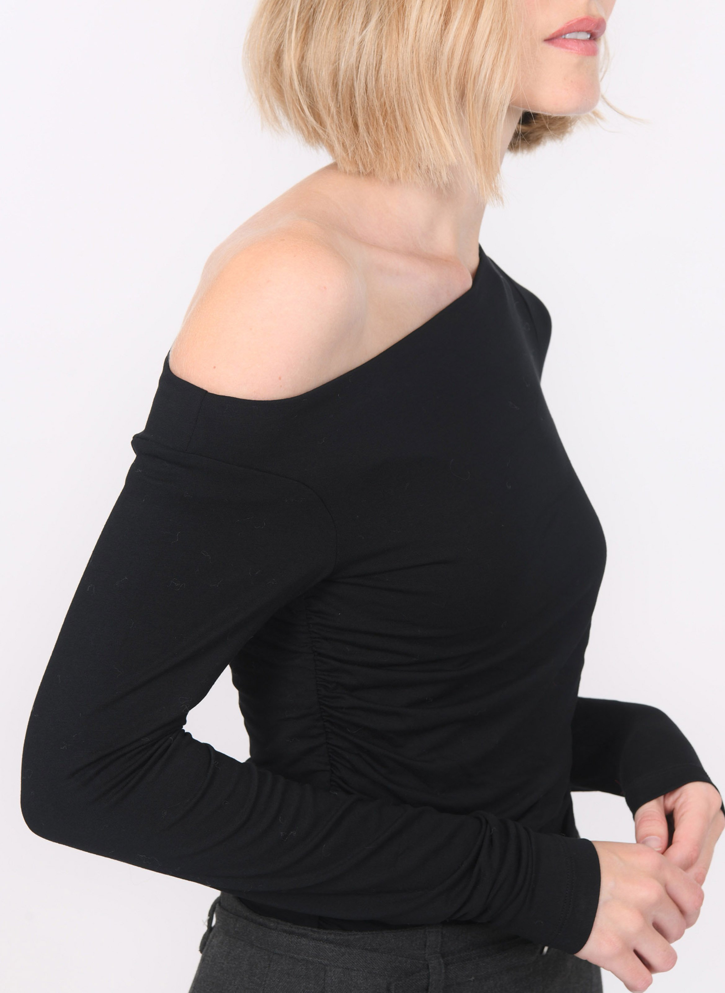 Top met boothals en ruches KOOKAI Zwart