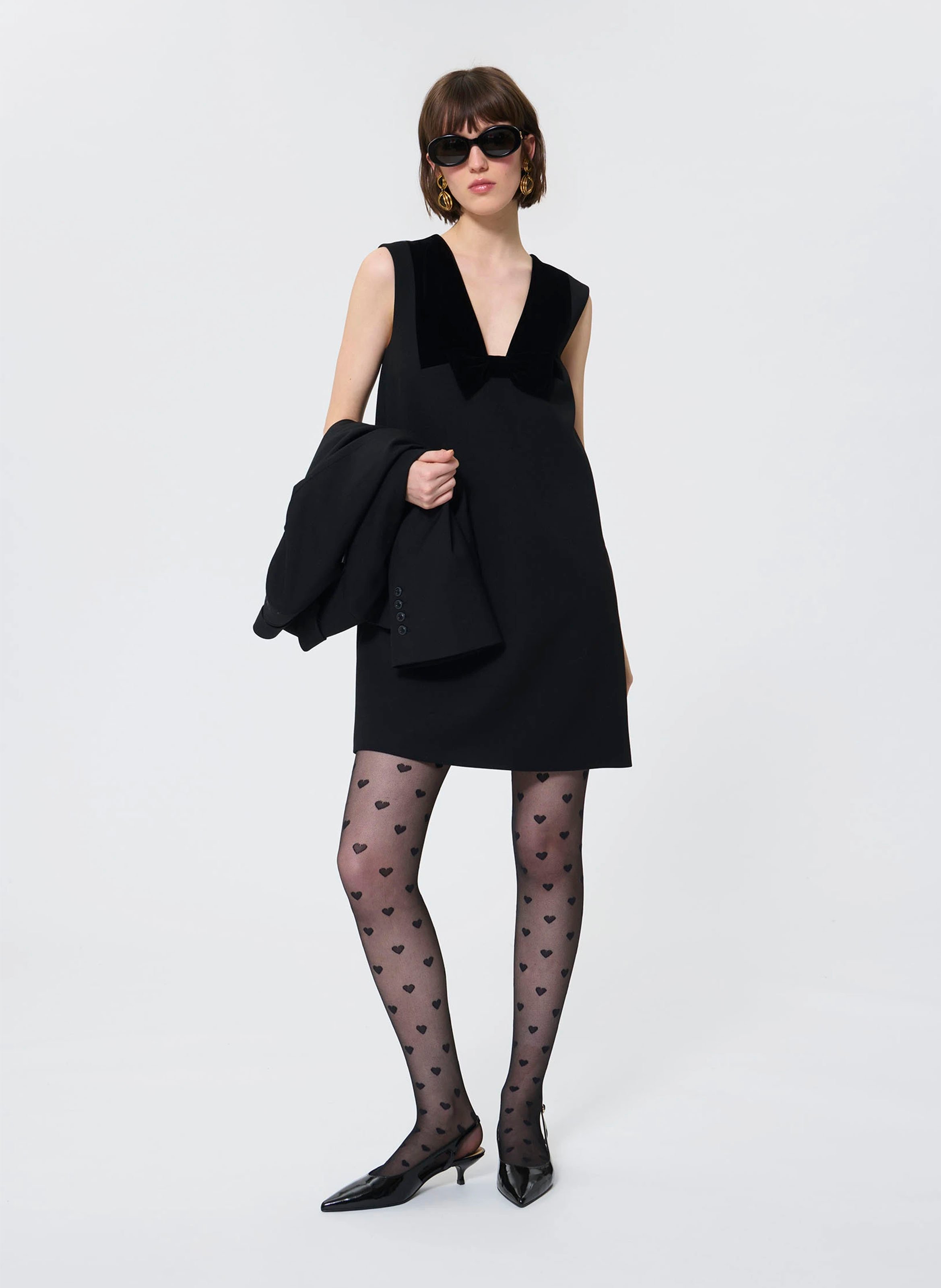 Abito corto collo a V TARA JARMON Nero