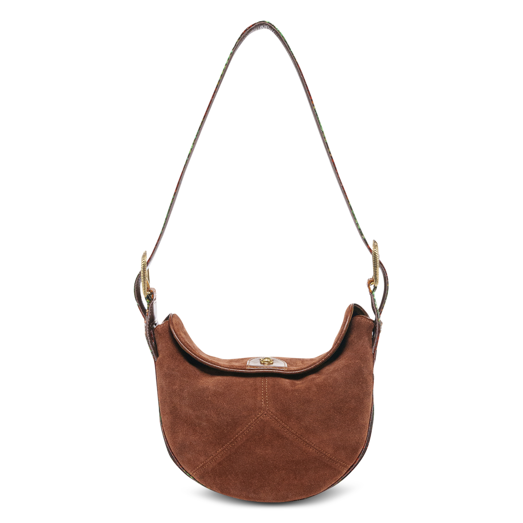 Sac besace en cuir velours mélangé CLARIS VIROT Marron