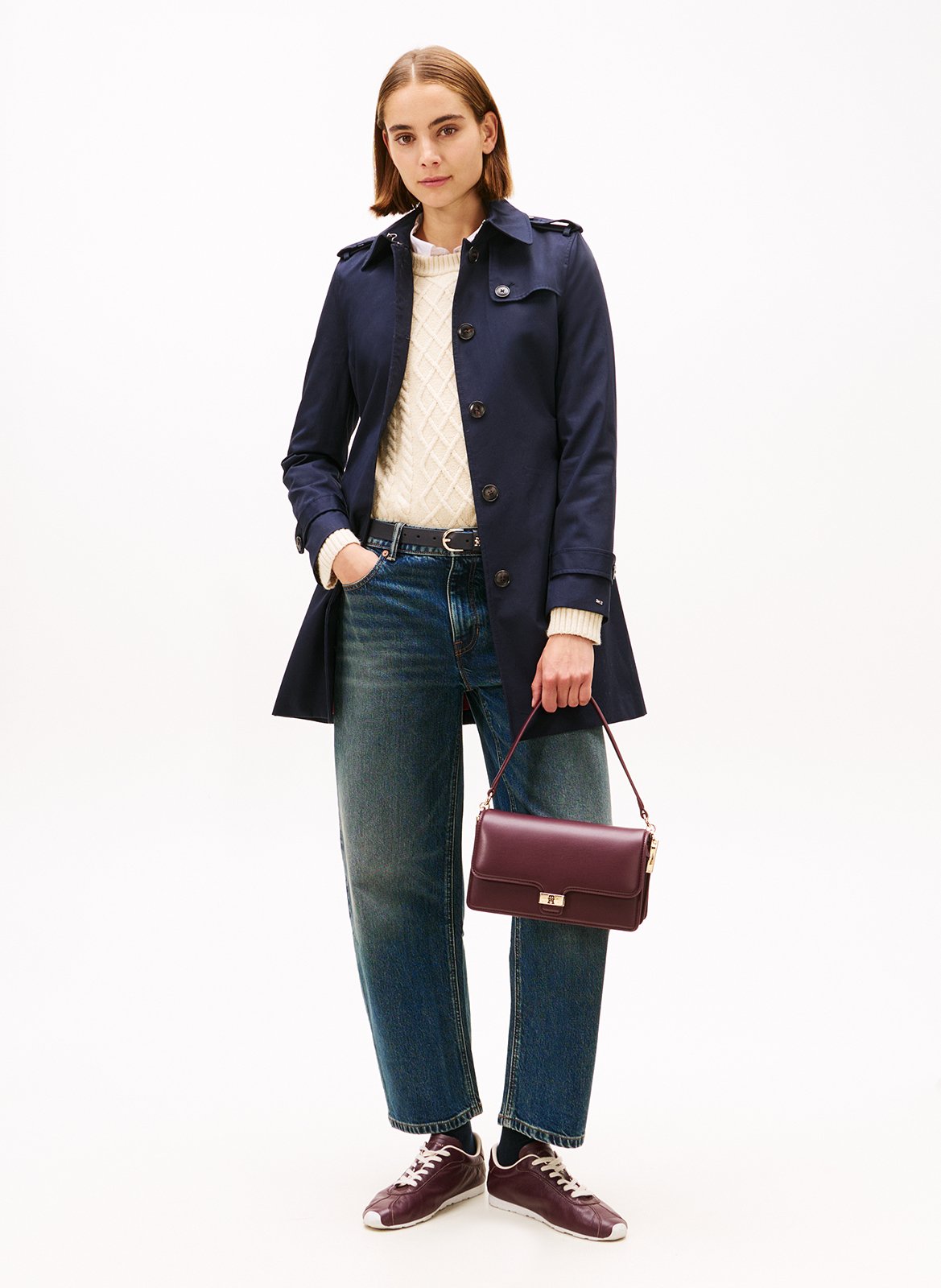 Trench-coat droit en coton bio TOMMY HILFIGER Bleu