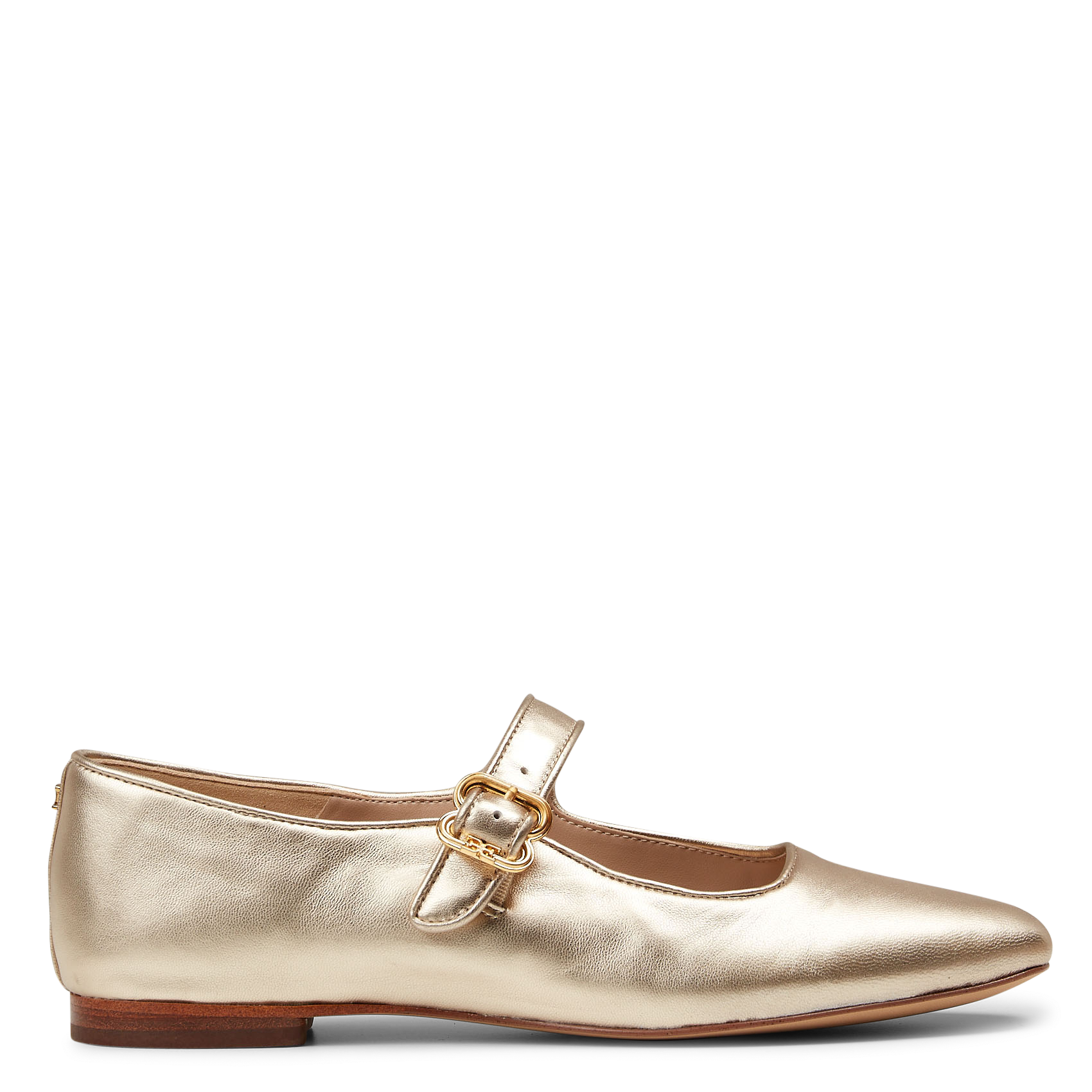Square-toe metallic leather ballerina flats SAM EDELMAN Golden