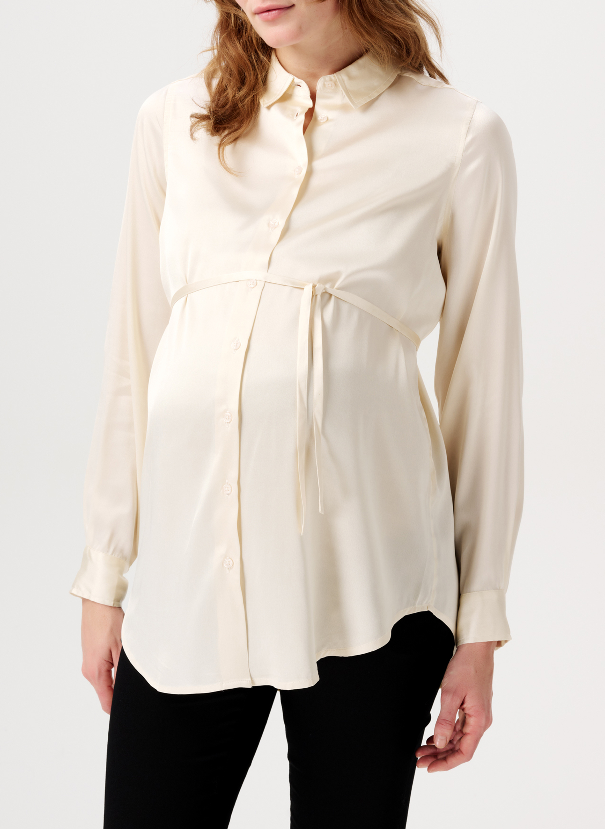 Weich fallende, satinierte Schwangerschaftsbluse NOPPIES Beige