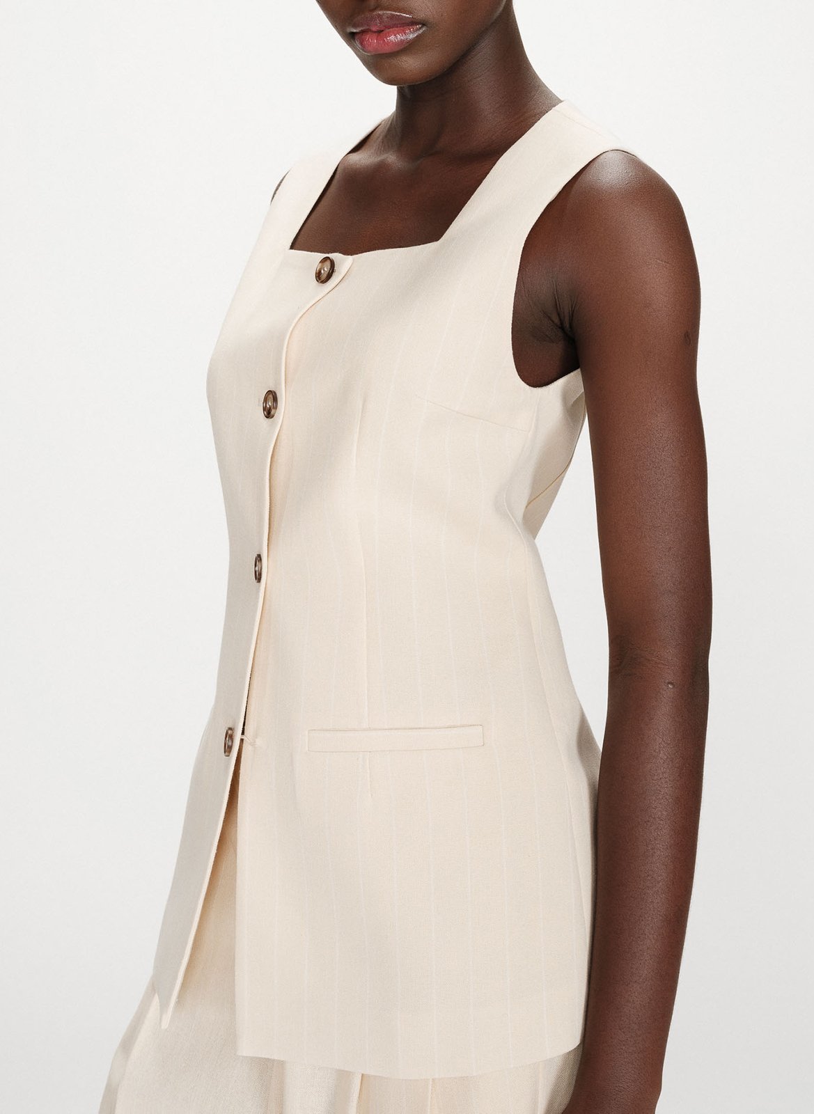 Top tailleur sans manches boutonné GRACE ET MILA