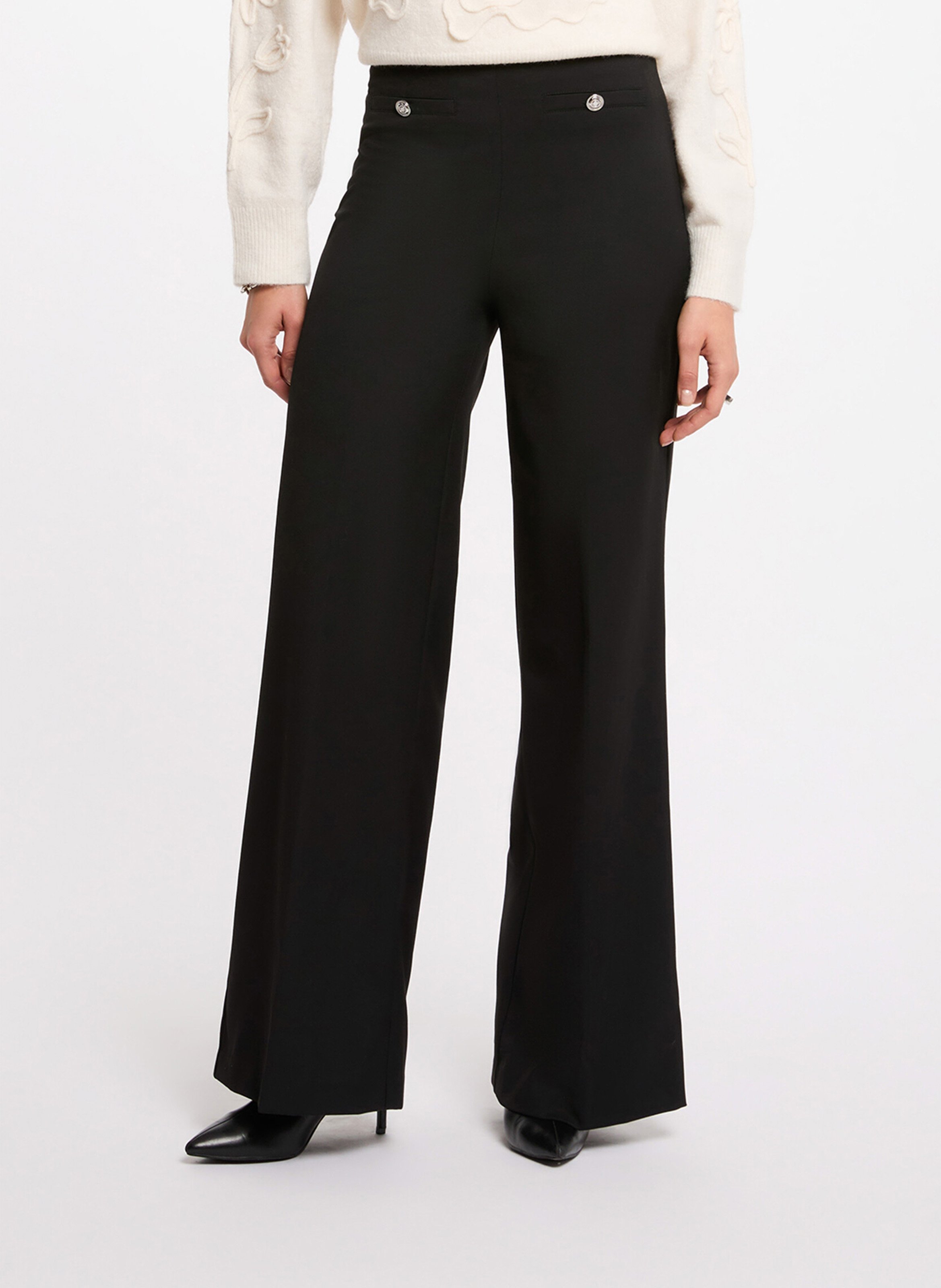 Pantalon droit taille mi-haute MORGAN Noir