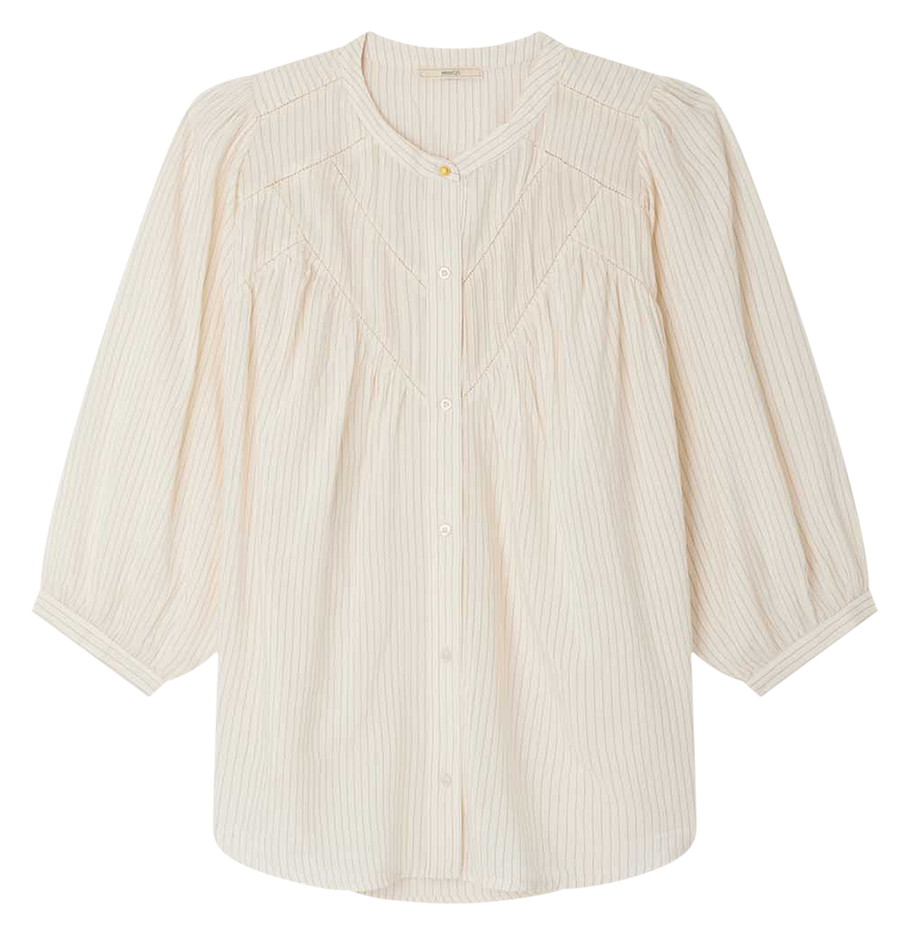 Chemise ample col mao en coton mélangé SESSUN Beige