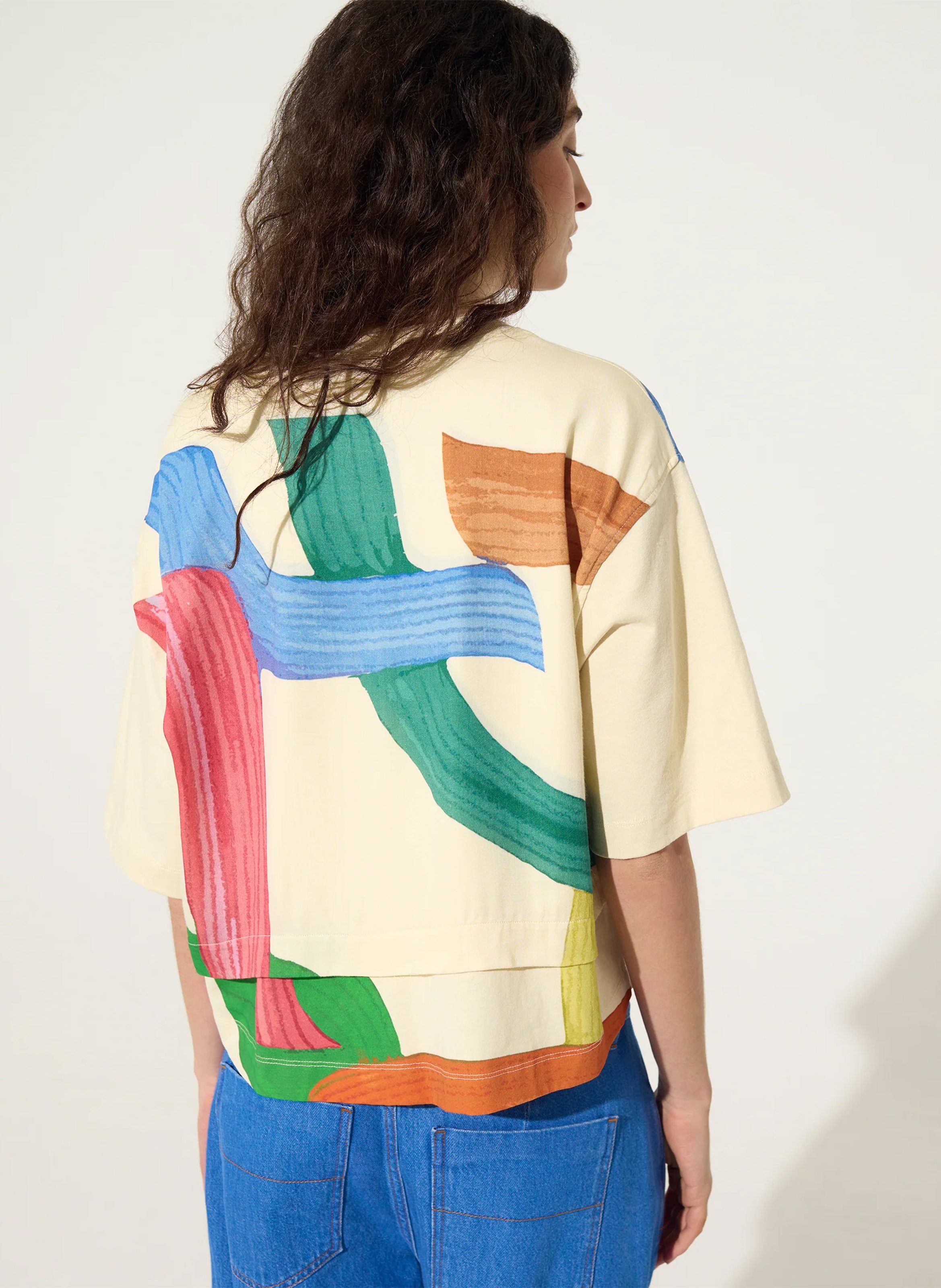 Tee-shirt imprimé en coton bio ACOTE Blanc