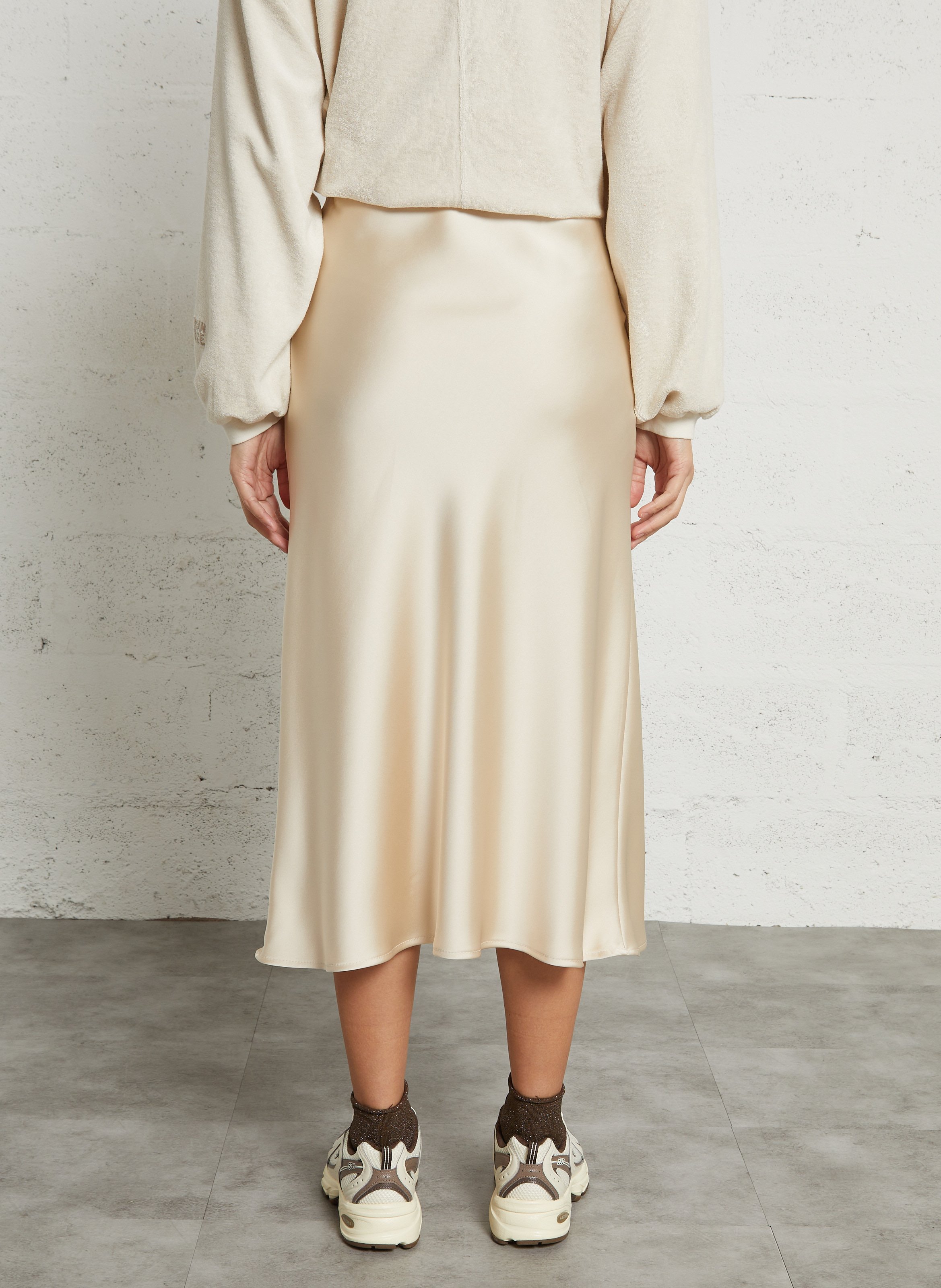 Long satin-effect skirt IMPERIAL Beige