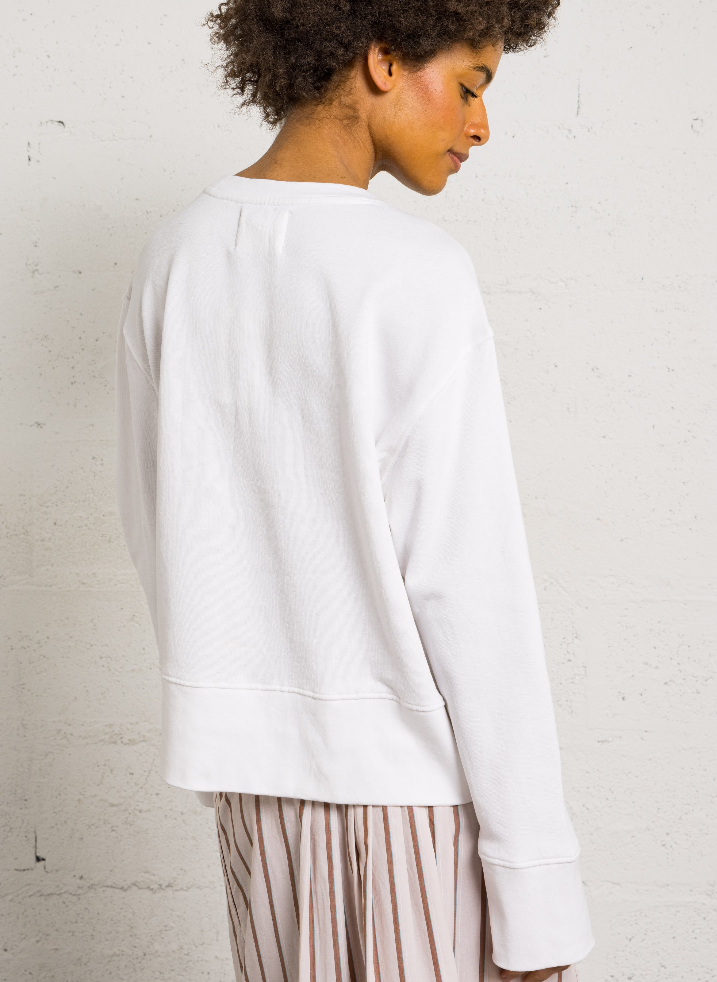 Rundhals-Sweatshirt aus Bio-Baumwolle LEON & HARPER Weiss