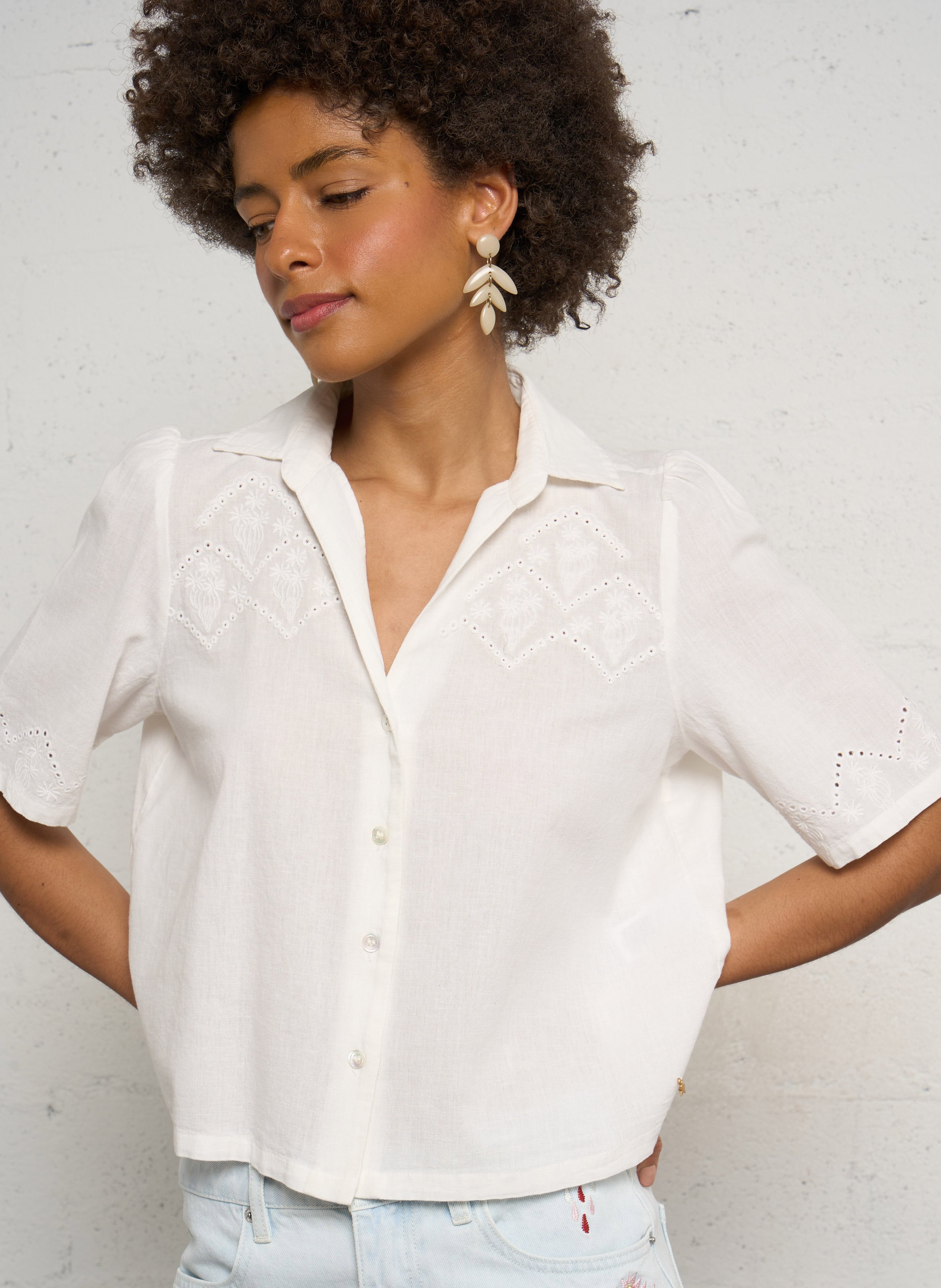 Straight cotton and linen shirt DES PETITS HAUTS