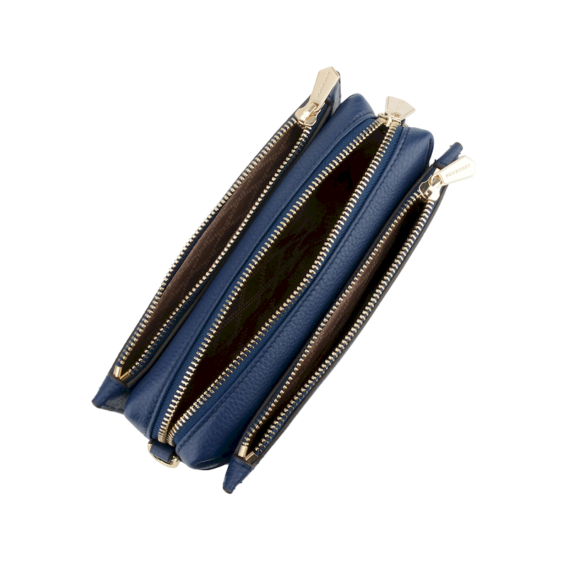 Large leather crossbody bag Blue