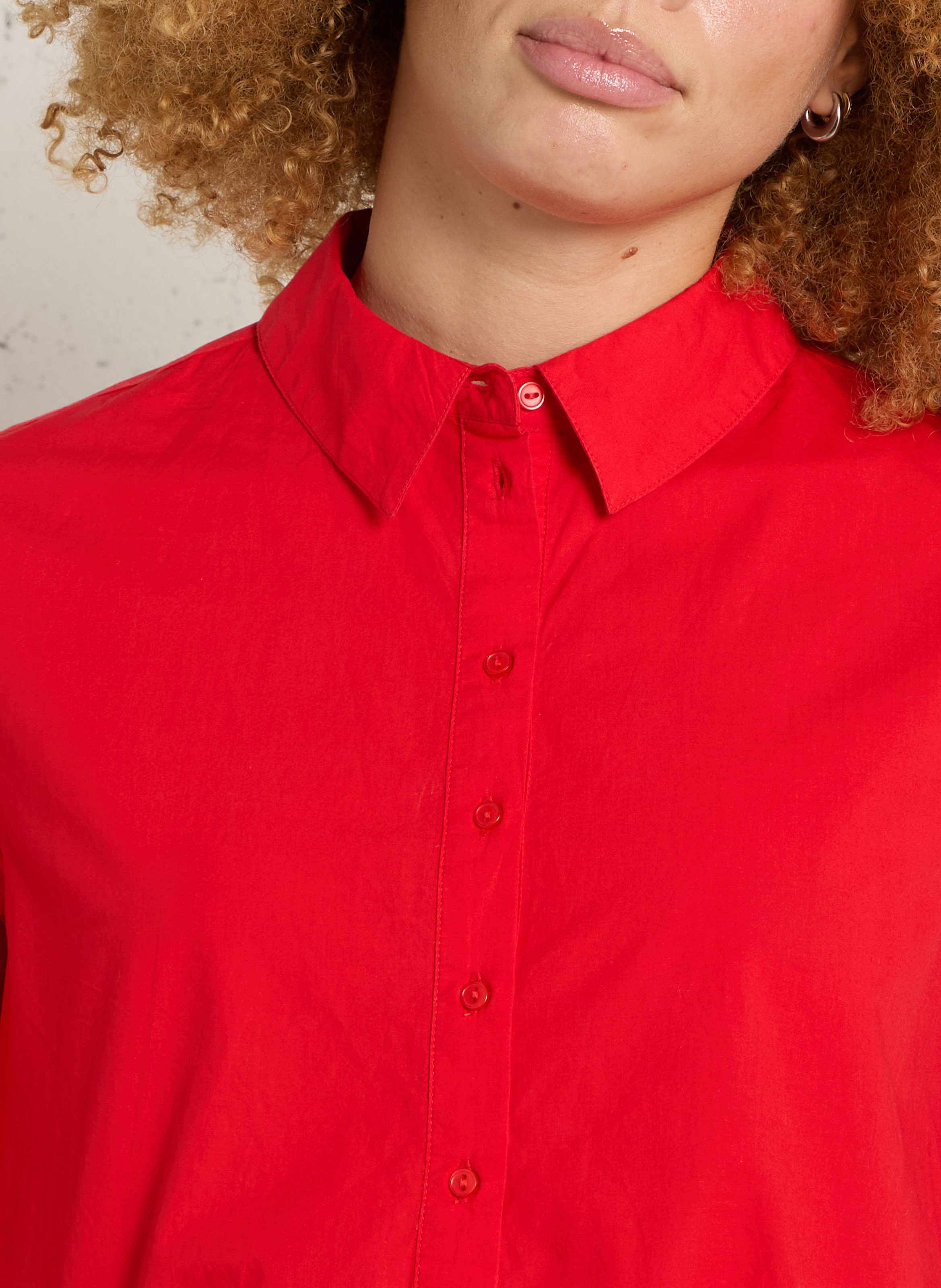 Robe courte col classique en coton SUD EXPRESS Rouge