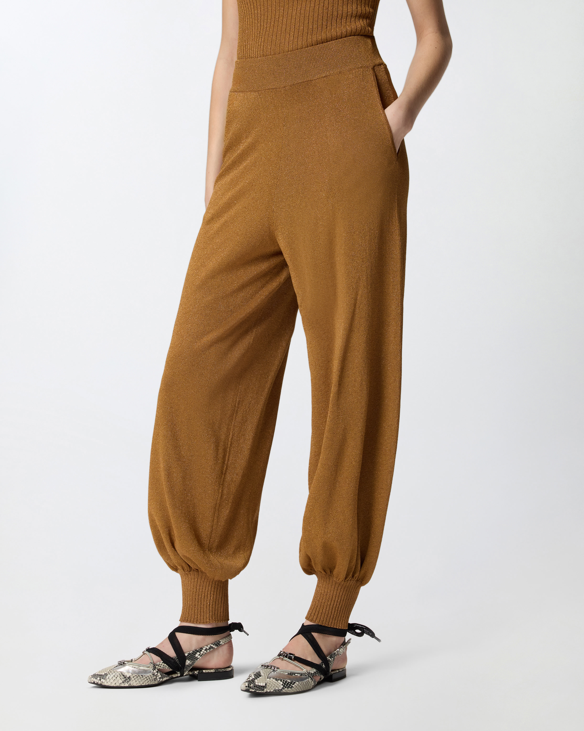 Pantalon large à fil métallisé PINKO Orange