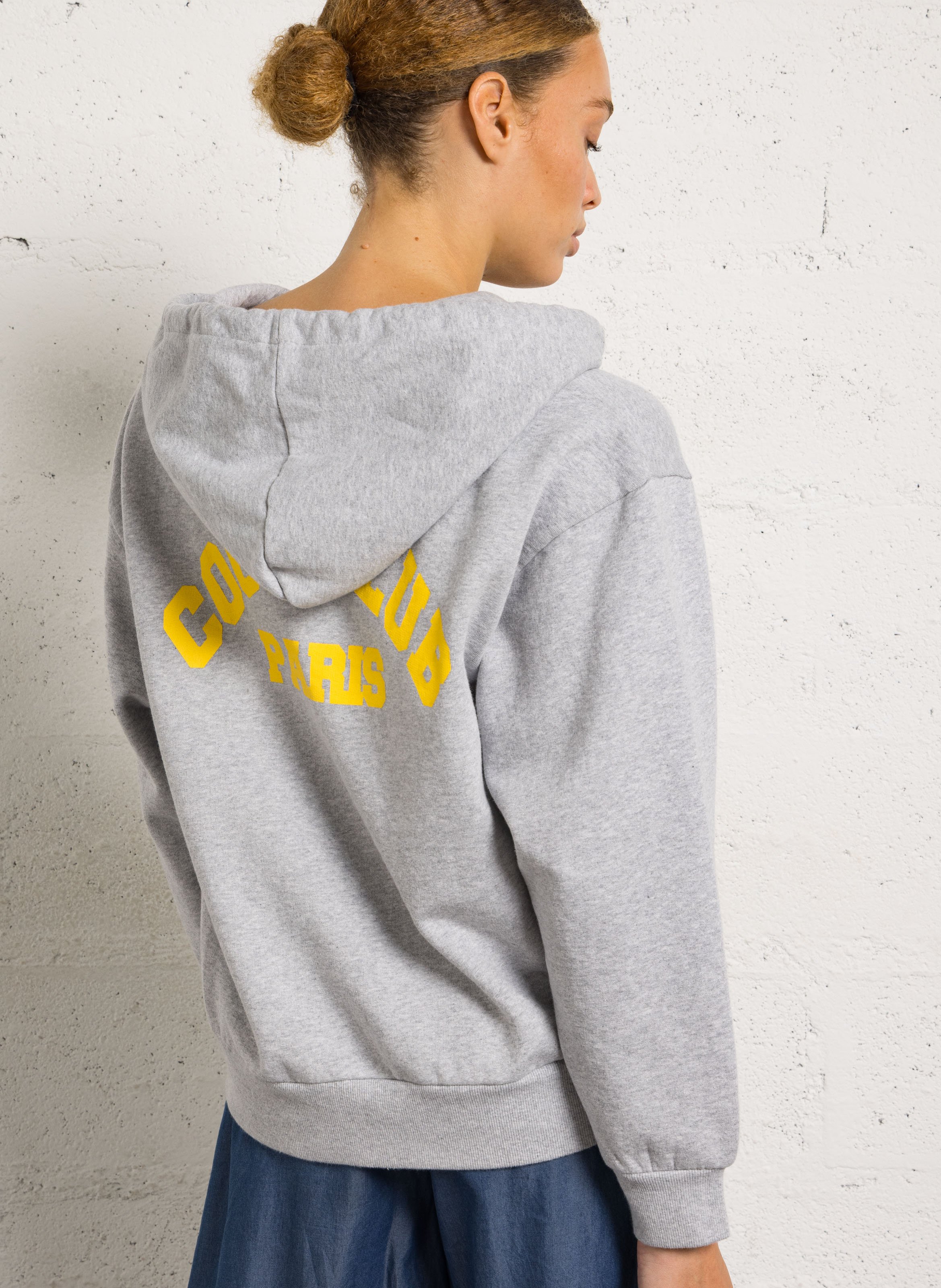 Sweat col zippé en coton BERENICE Gris