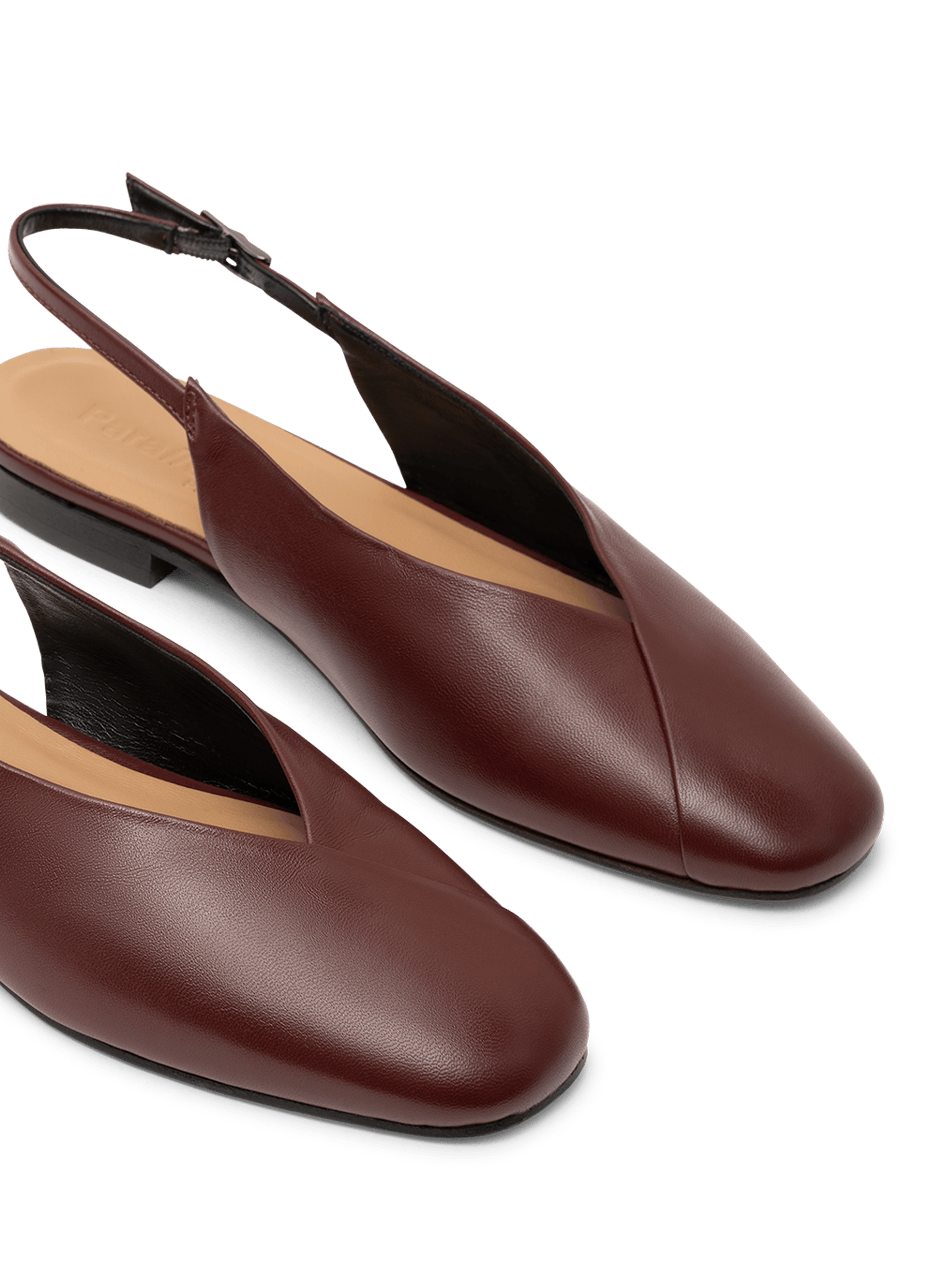 Burgundy nappa leather ballet flats PARALLELE PARIS Red