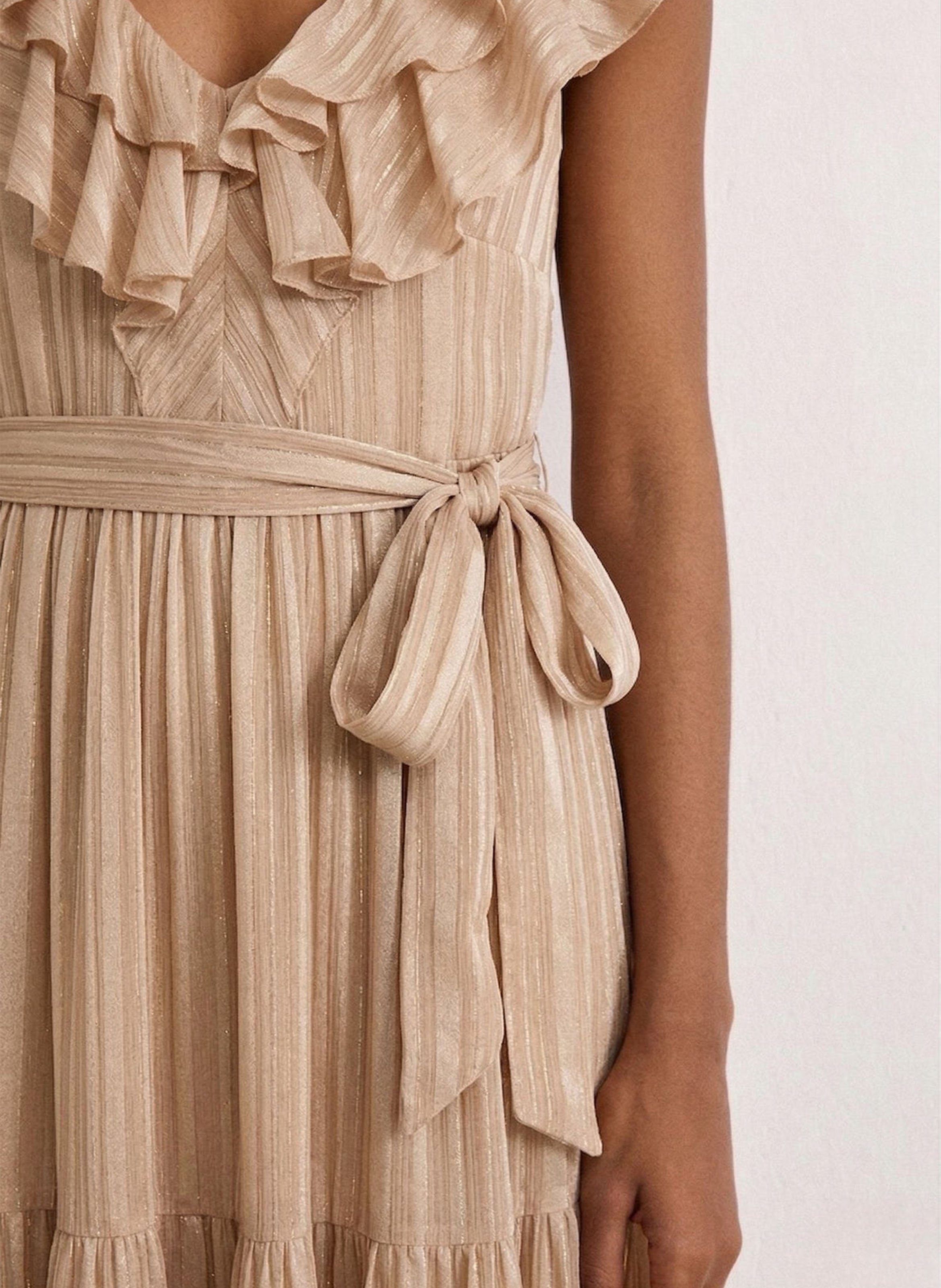 Striped ruffled maxi dress PABLO Beige