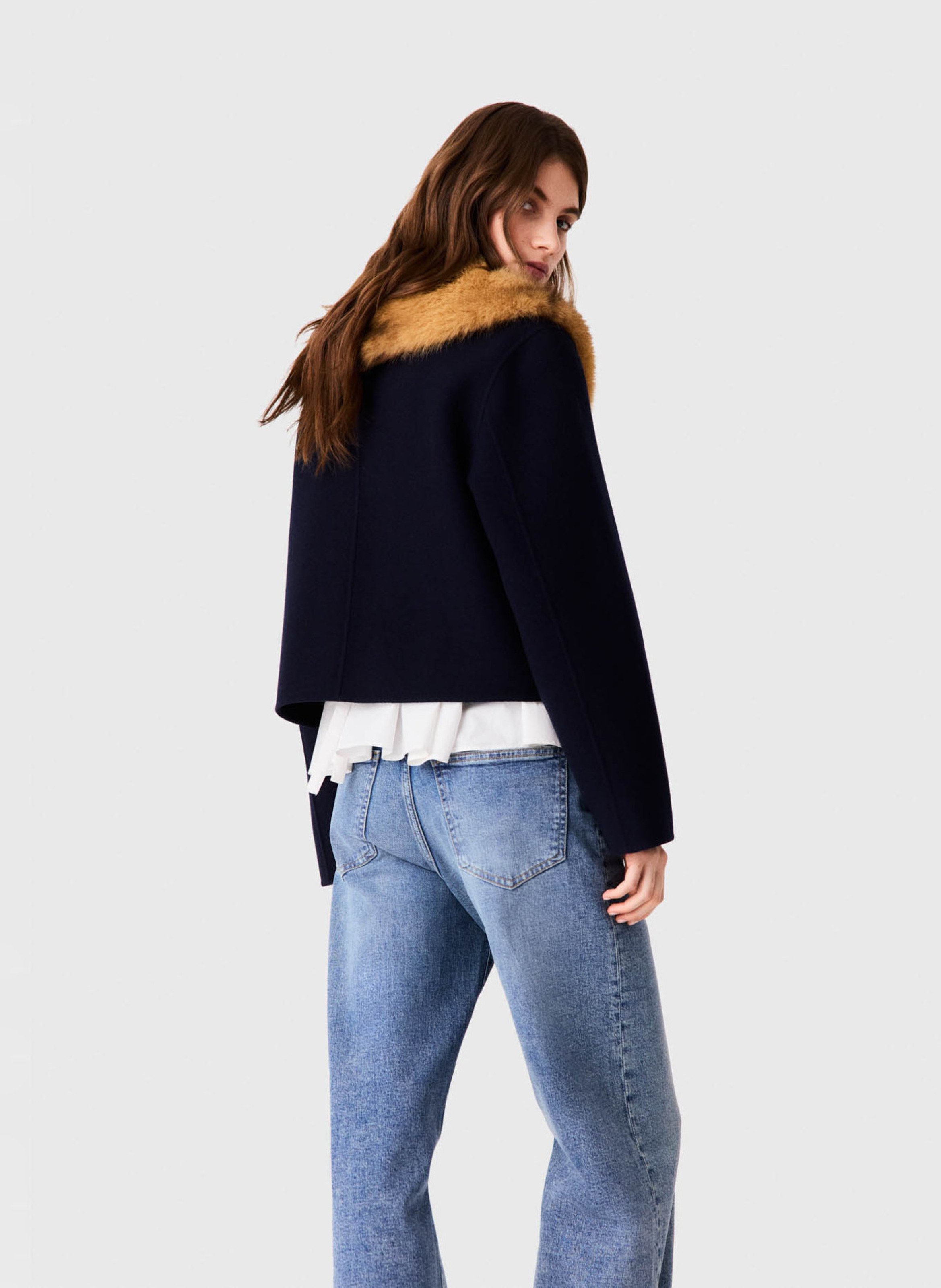 Recht vest met afneembare kraag van gemengde wol MAJE Blauw