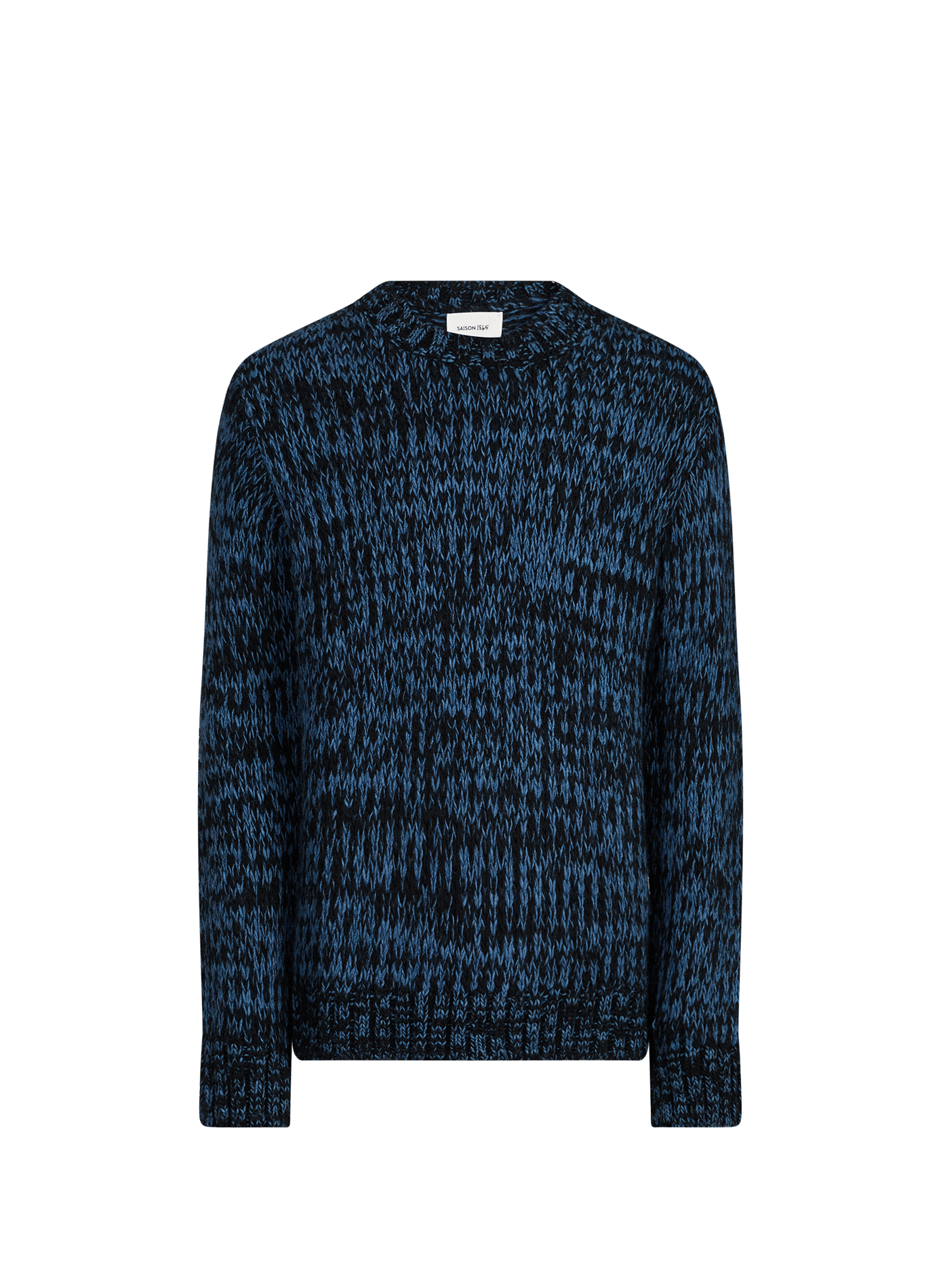 Round-neck heathered knit sweater SAISON 1865 Blue