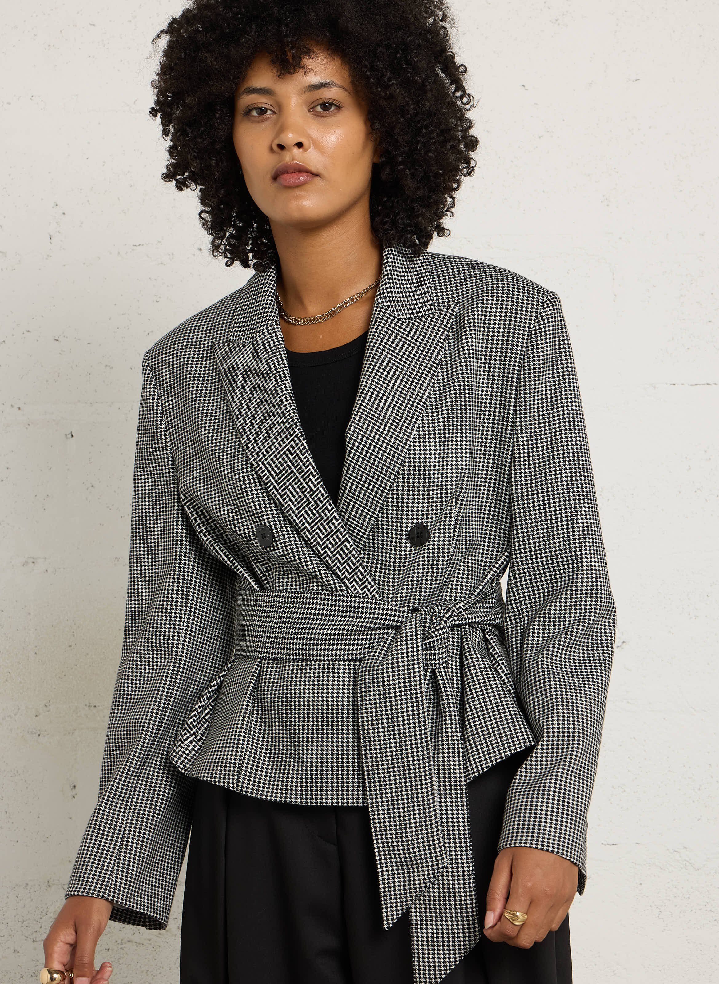 Straight printed tailored jacket IMPERIAL White