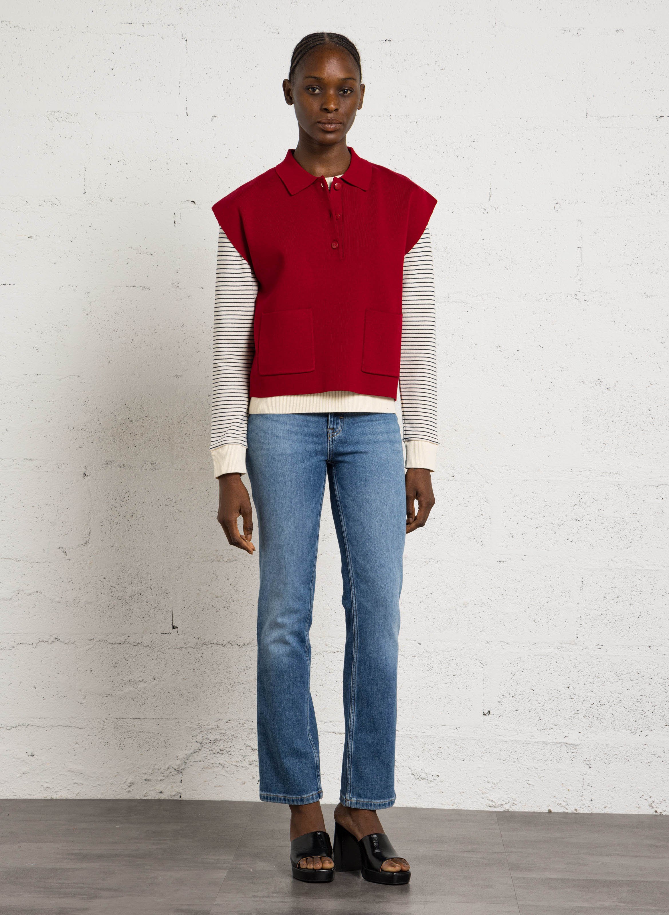Pull sans manches uni MAISON 123 Rouge