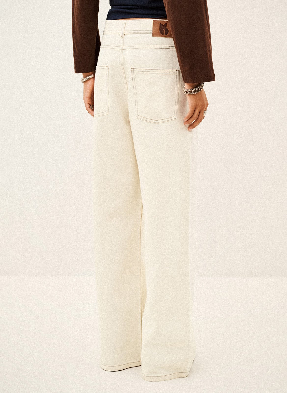 Weite High Waist Jeans aus Baumwolle BA&SH Beige