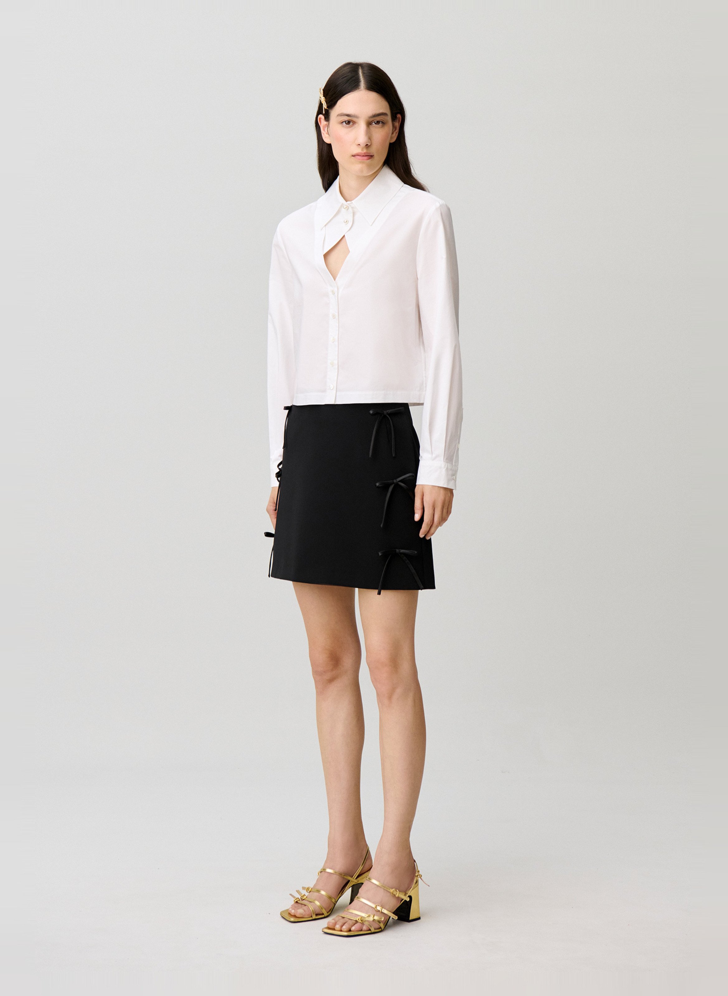 Jupe courte droite ornée de noeuds CLAUDIE PIERLOT Noir
