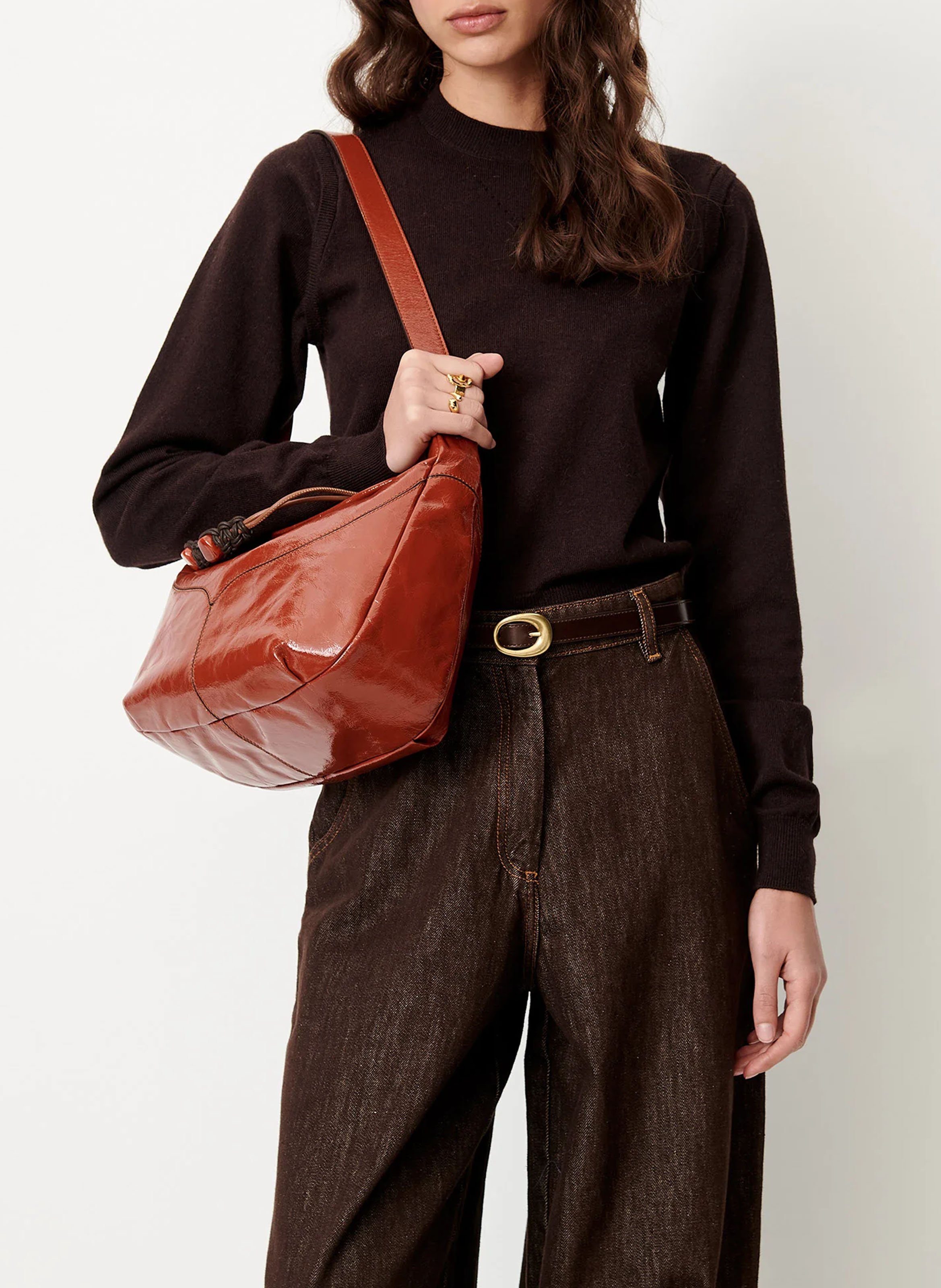 Straight-cut cotton-blend sweater with round neck SESSUN Brown