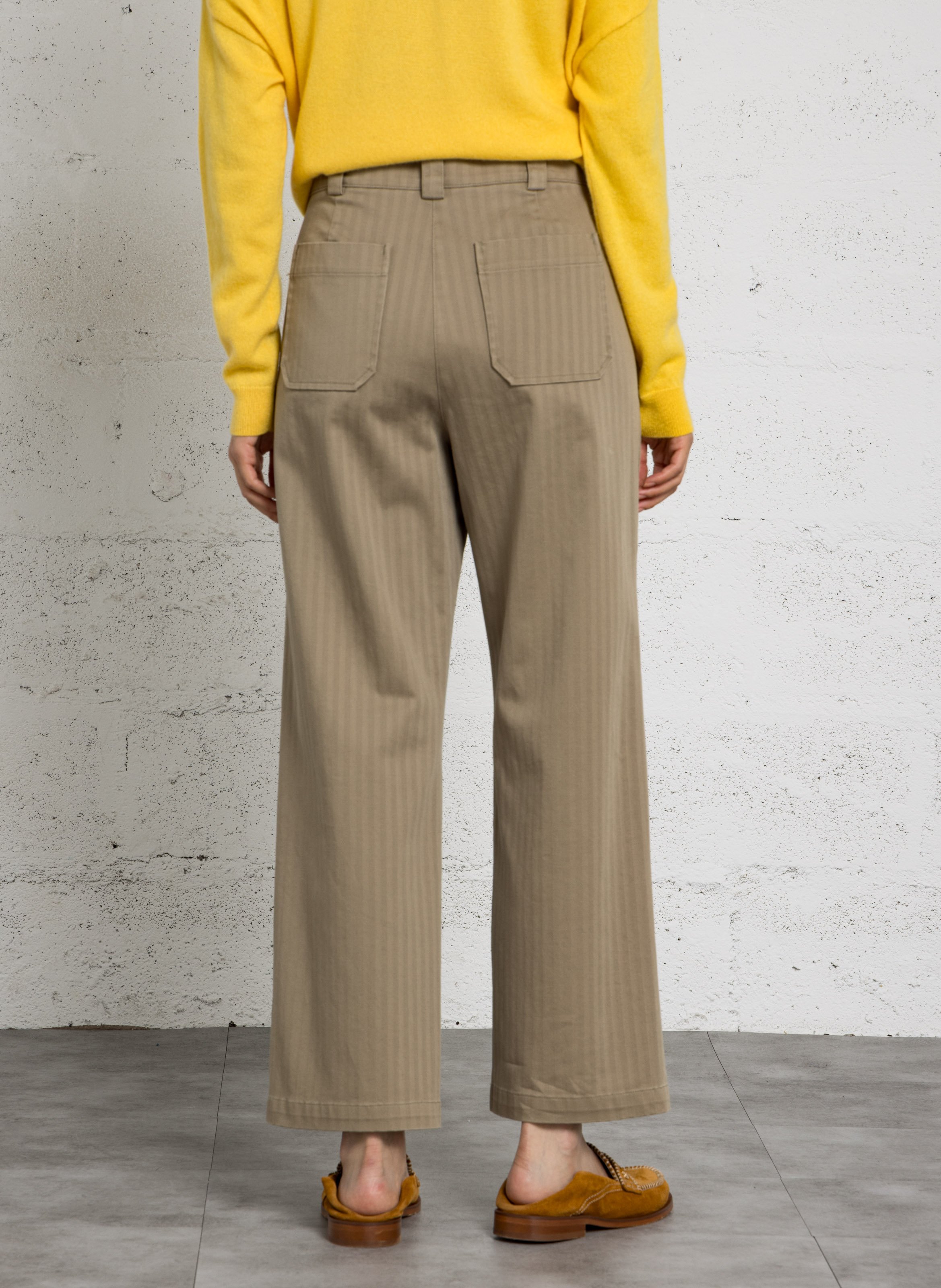 Straight-leg cotton-blend pants SUZIE WINKLE Khaki