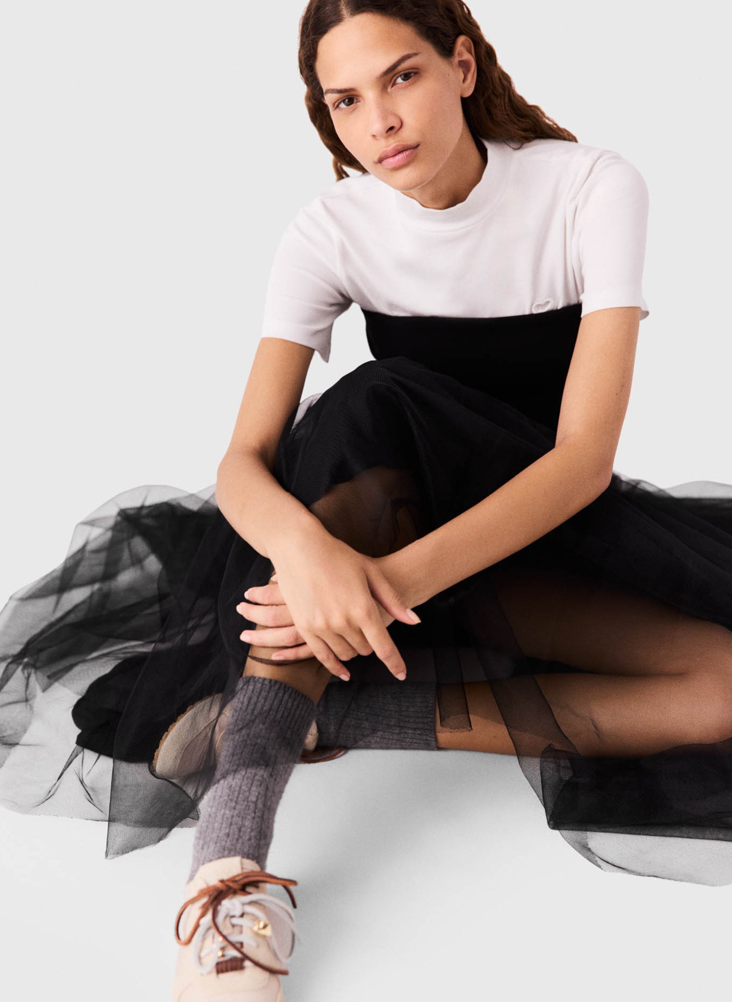 Robe bustier avec jupe en tulle MAJE Noir