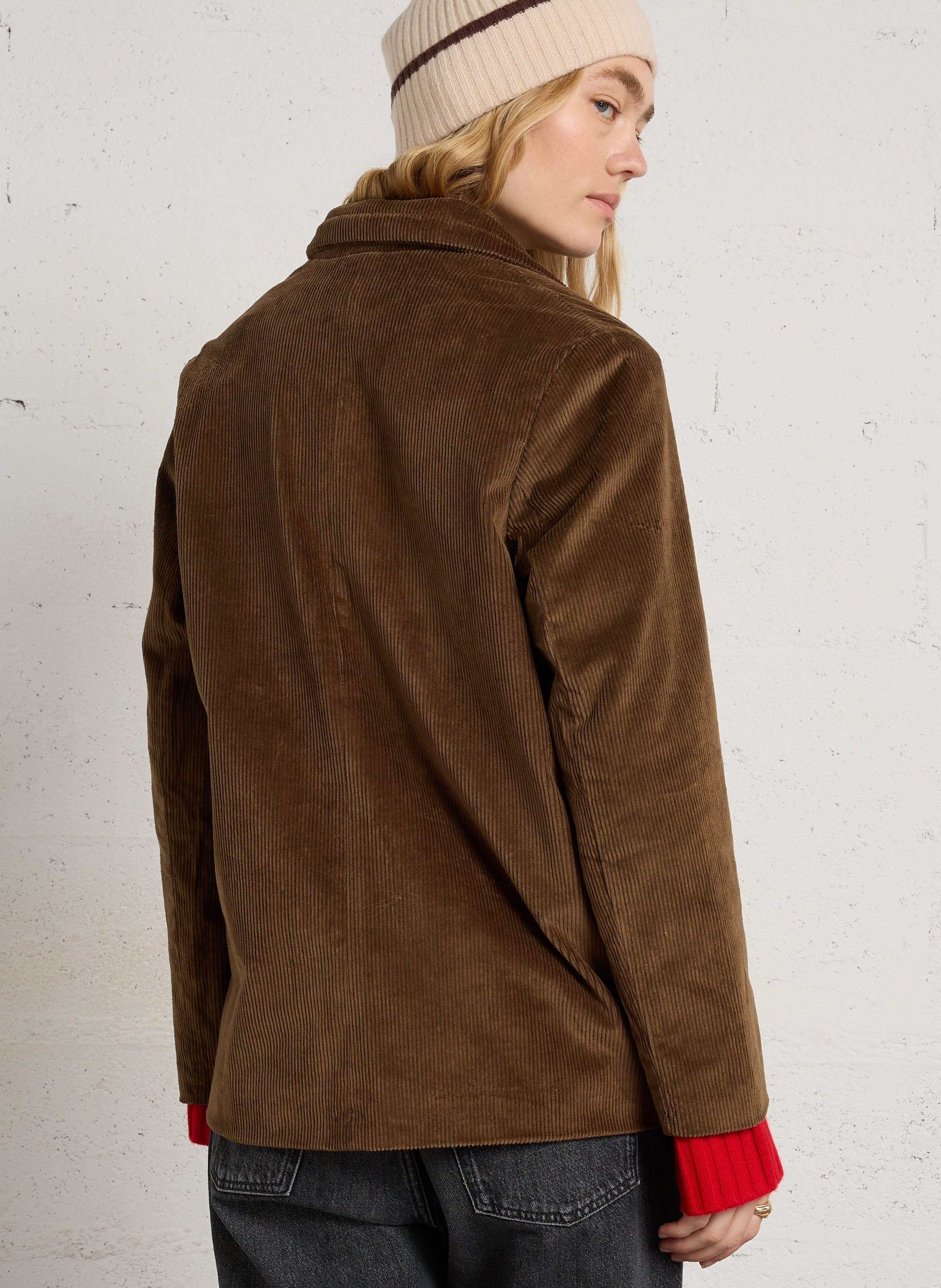 Veste de tailleur en coton mélangé LEON & HARPER Marron