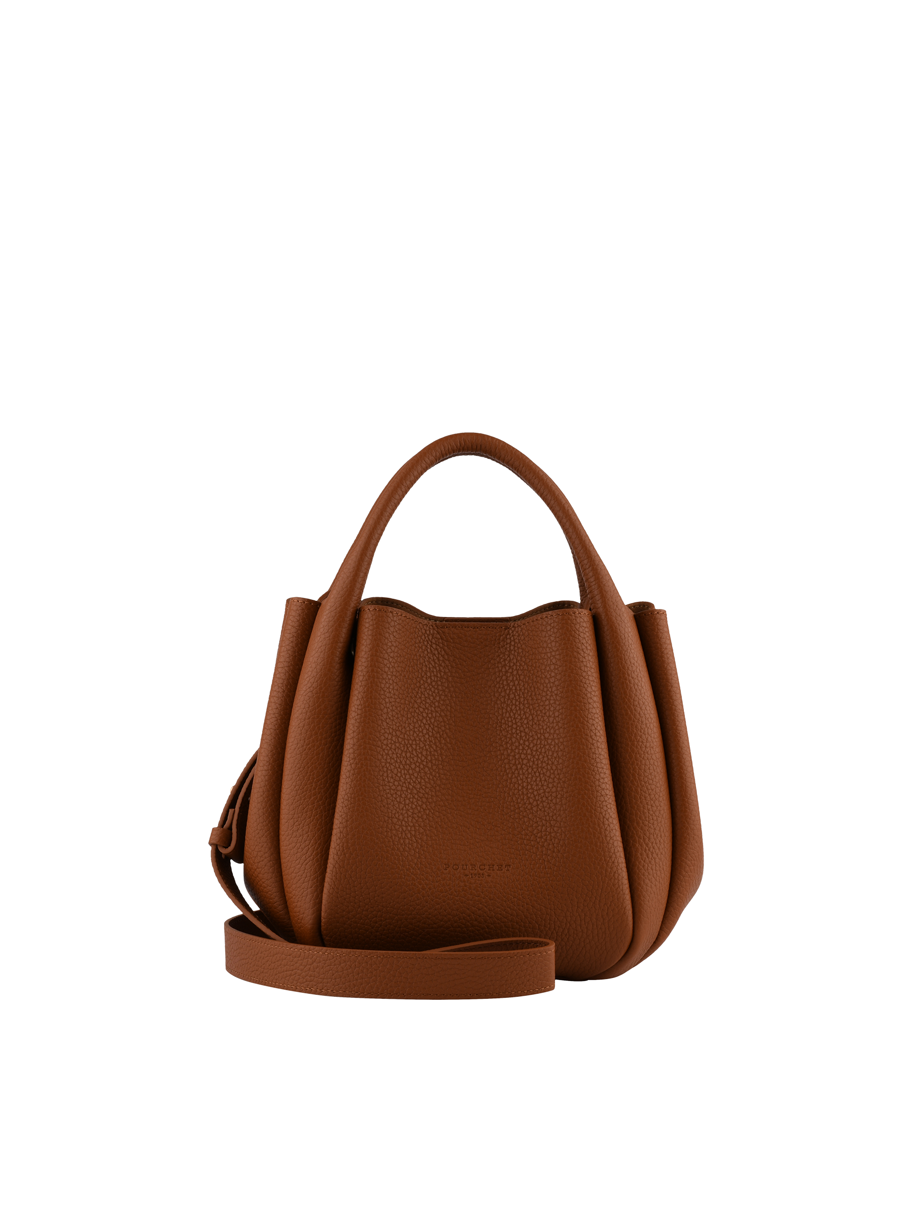 Calfskin leather handbag POURCHET Brown