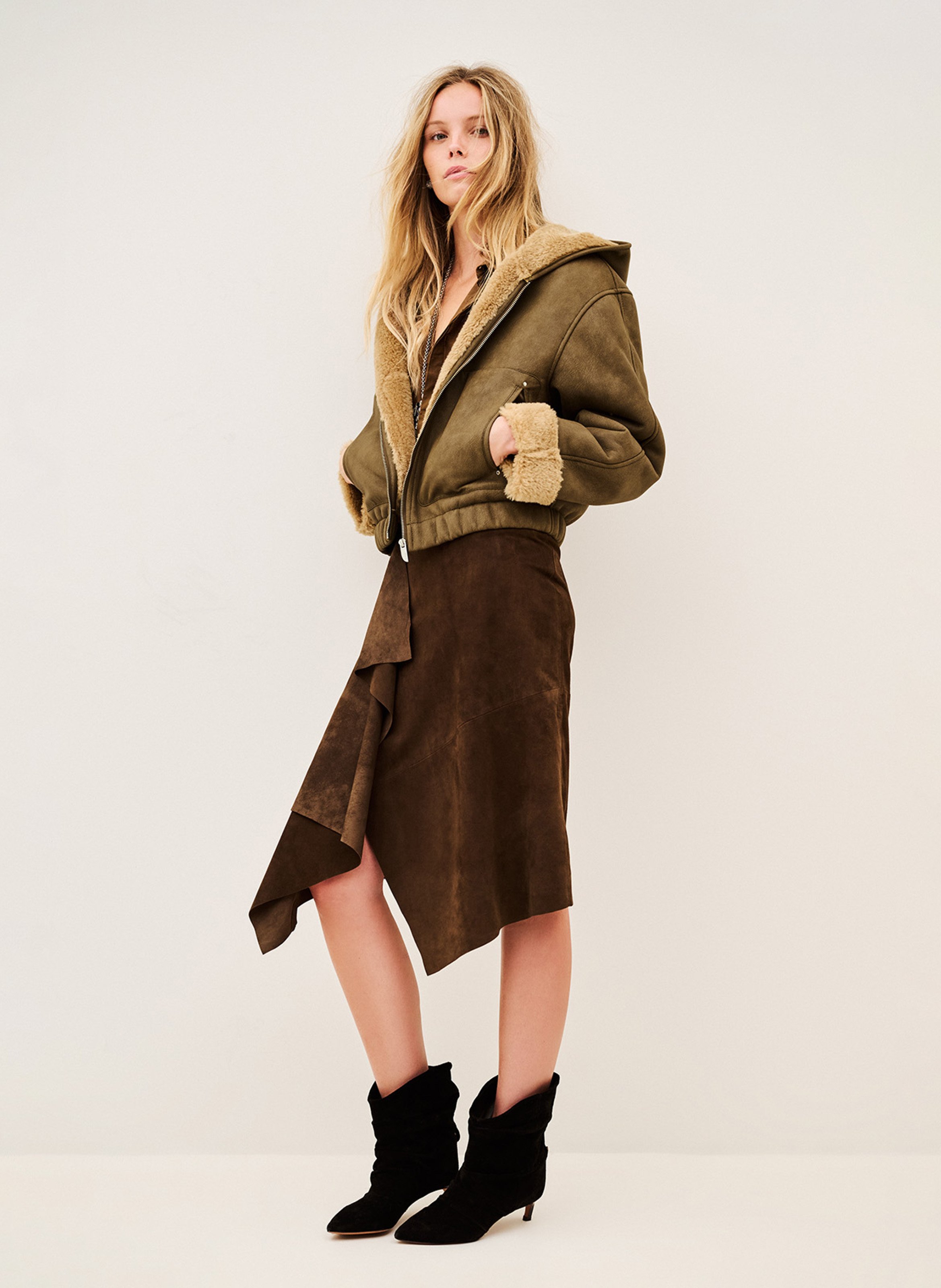 Straight zip-up hooded jacket BA&SH Brown