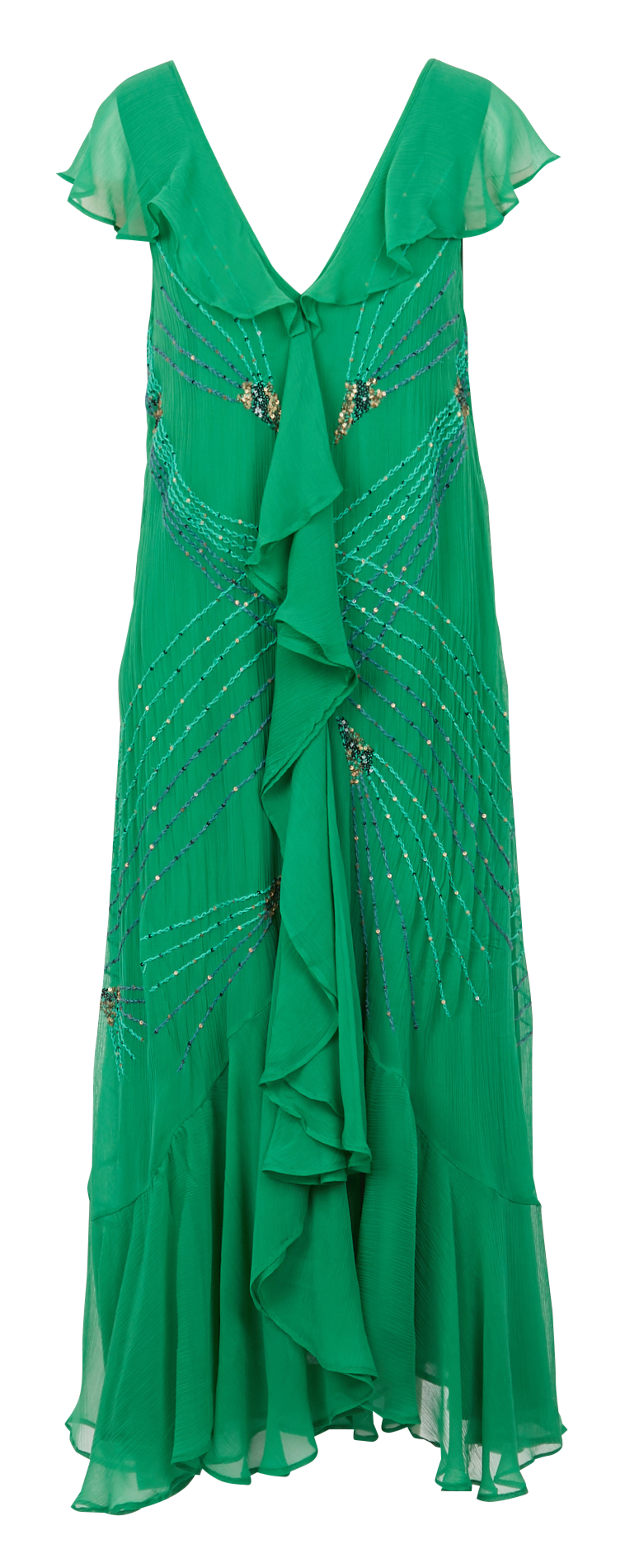 Robe longue volantée à sequins MES DEMOISELLES Vert