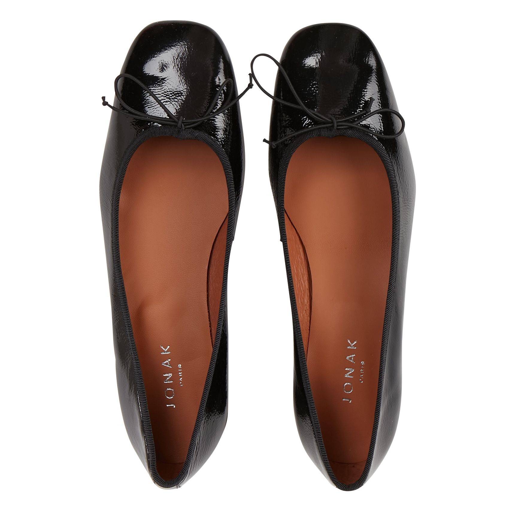 Ballerines à talons en cuir vernis Noir