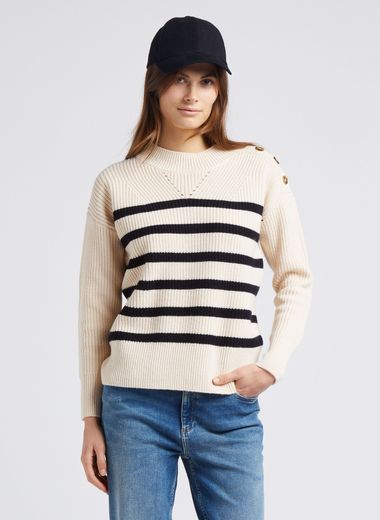 Openwork stripe sweater vest, Le 31, Shop Men's Crew Neck Sweaters Online