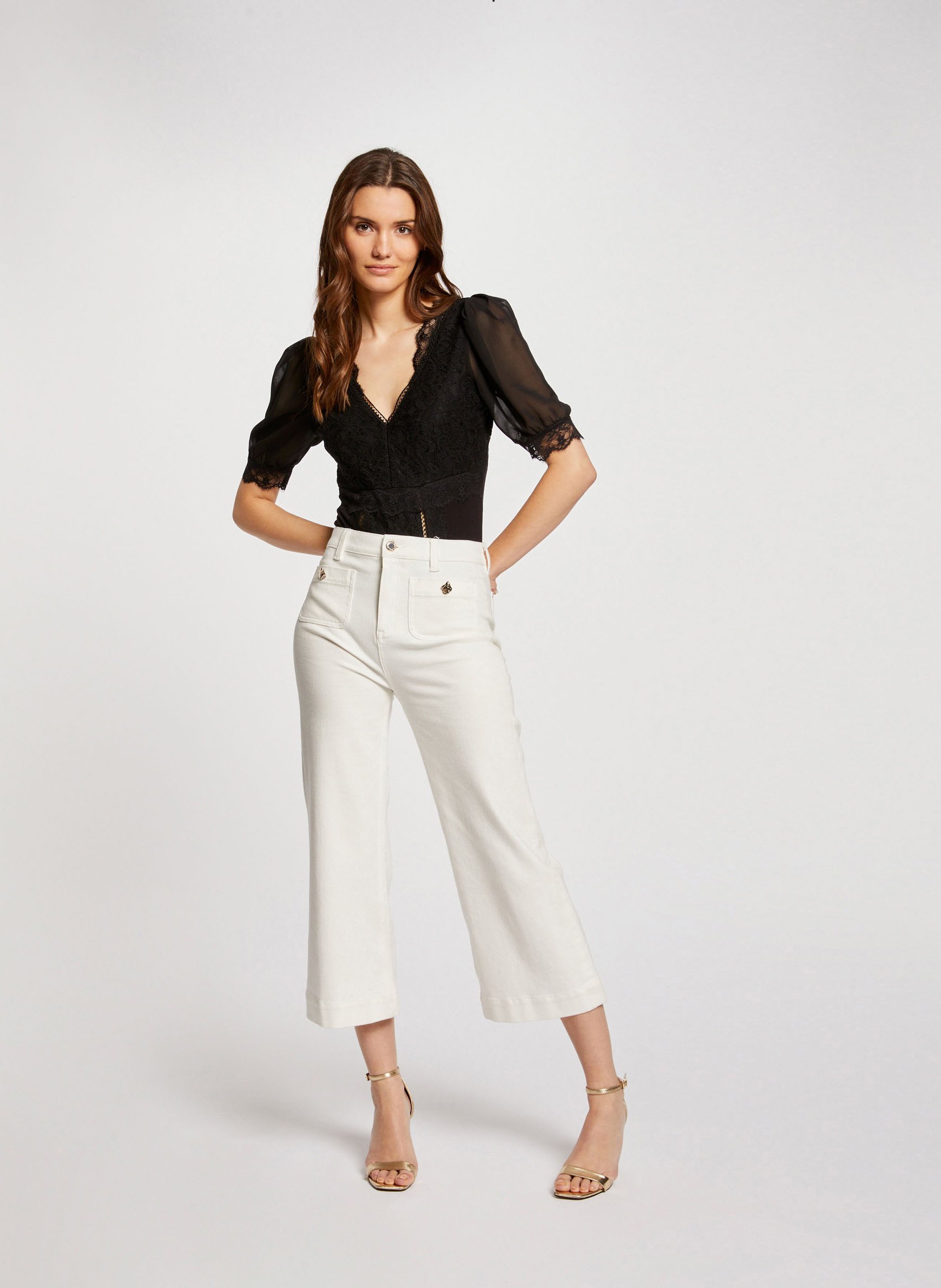 Body aus Spitze mit V-Ausschnitt MORGAN Schwarz