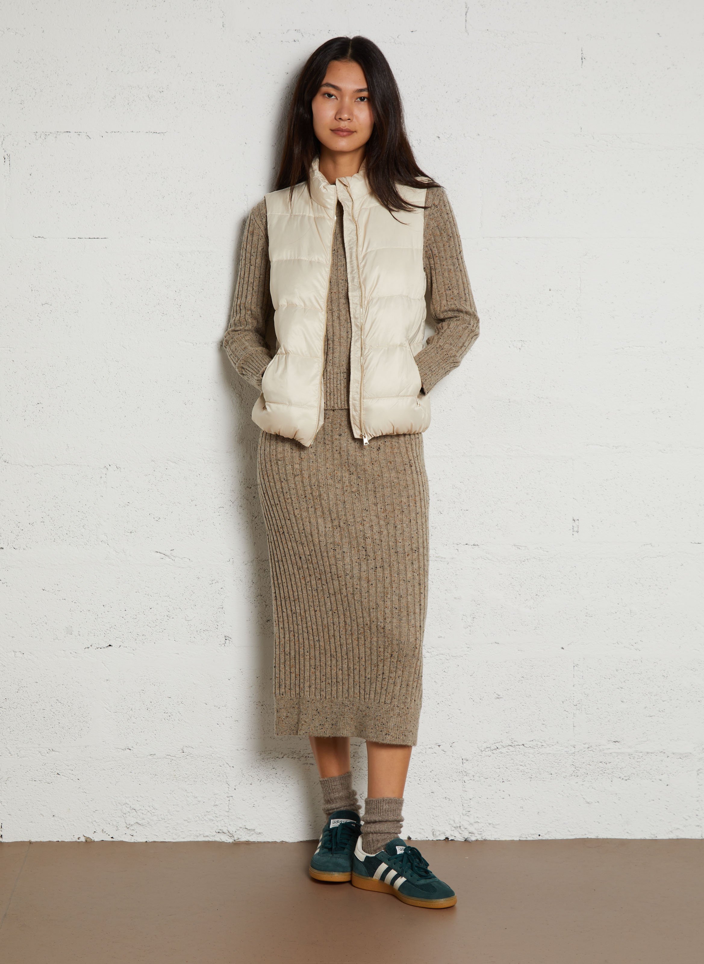 Quilted sleeveless high-neck puffer vest MAISON 123 White