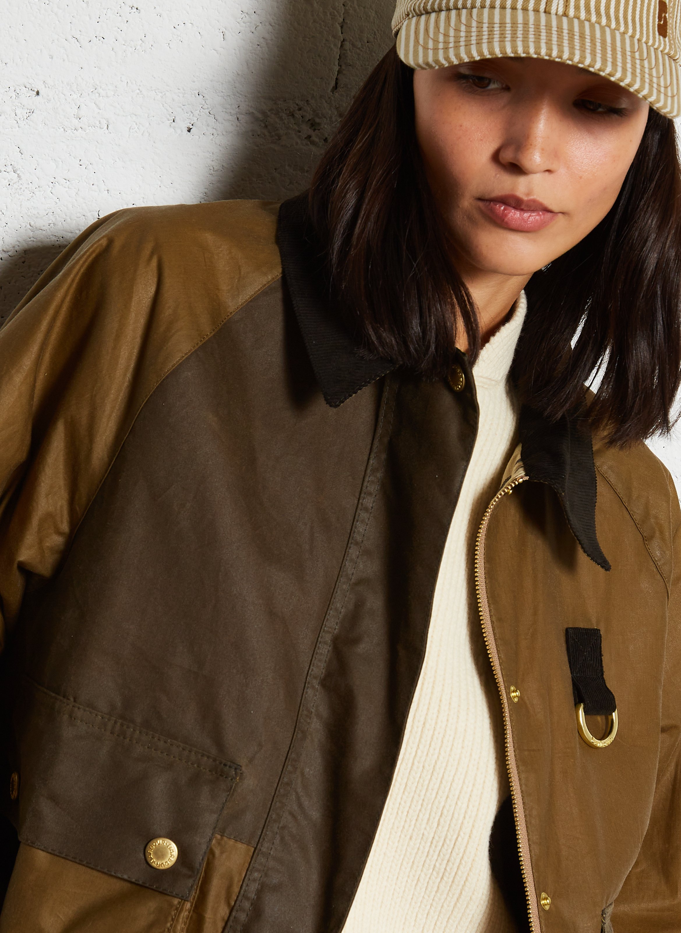 Rechte jas van gewaxt katoen BARBOUR Bruin