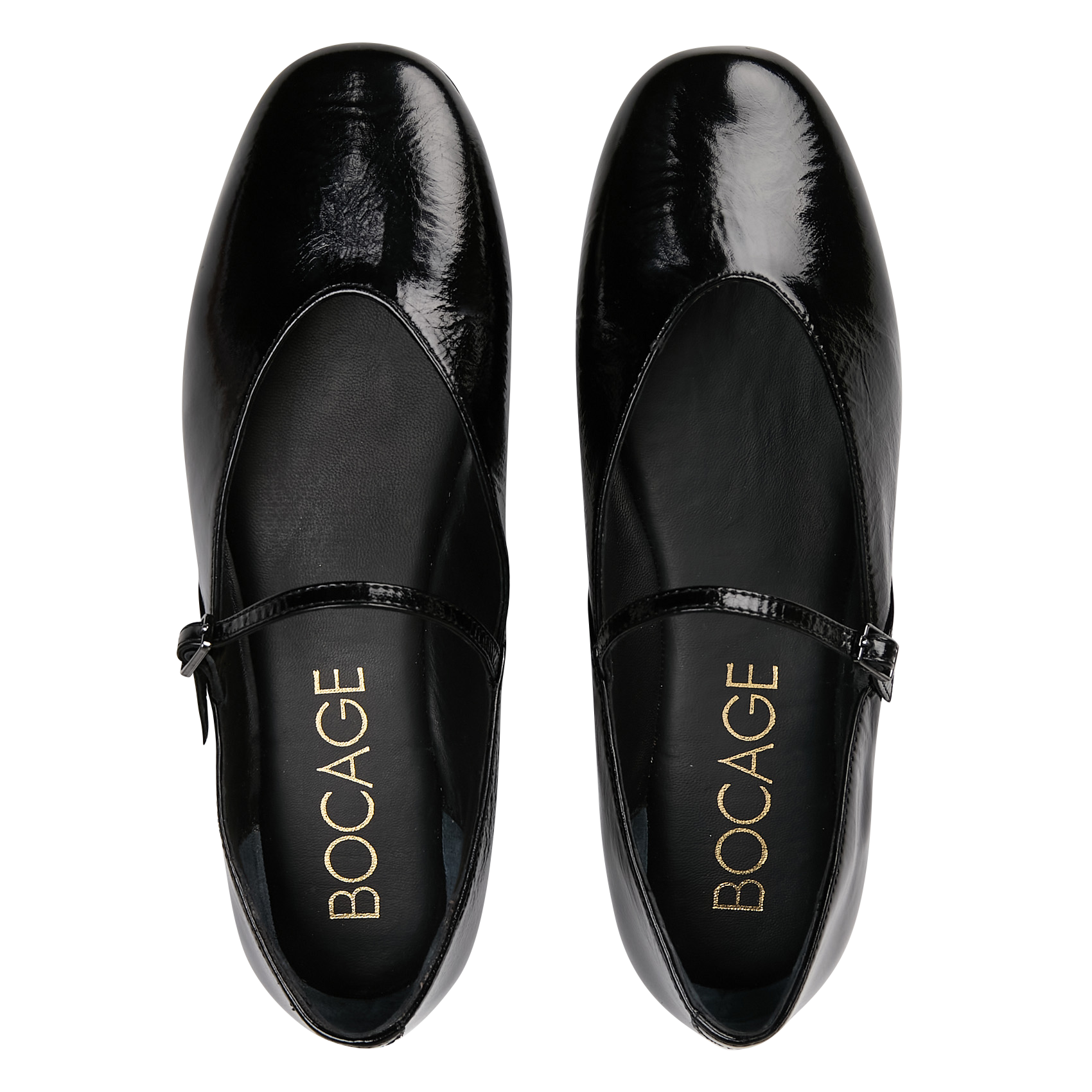 Ballet flats with patent leather strap Black