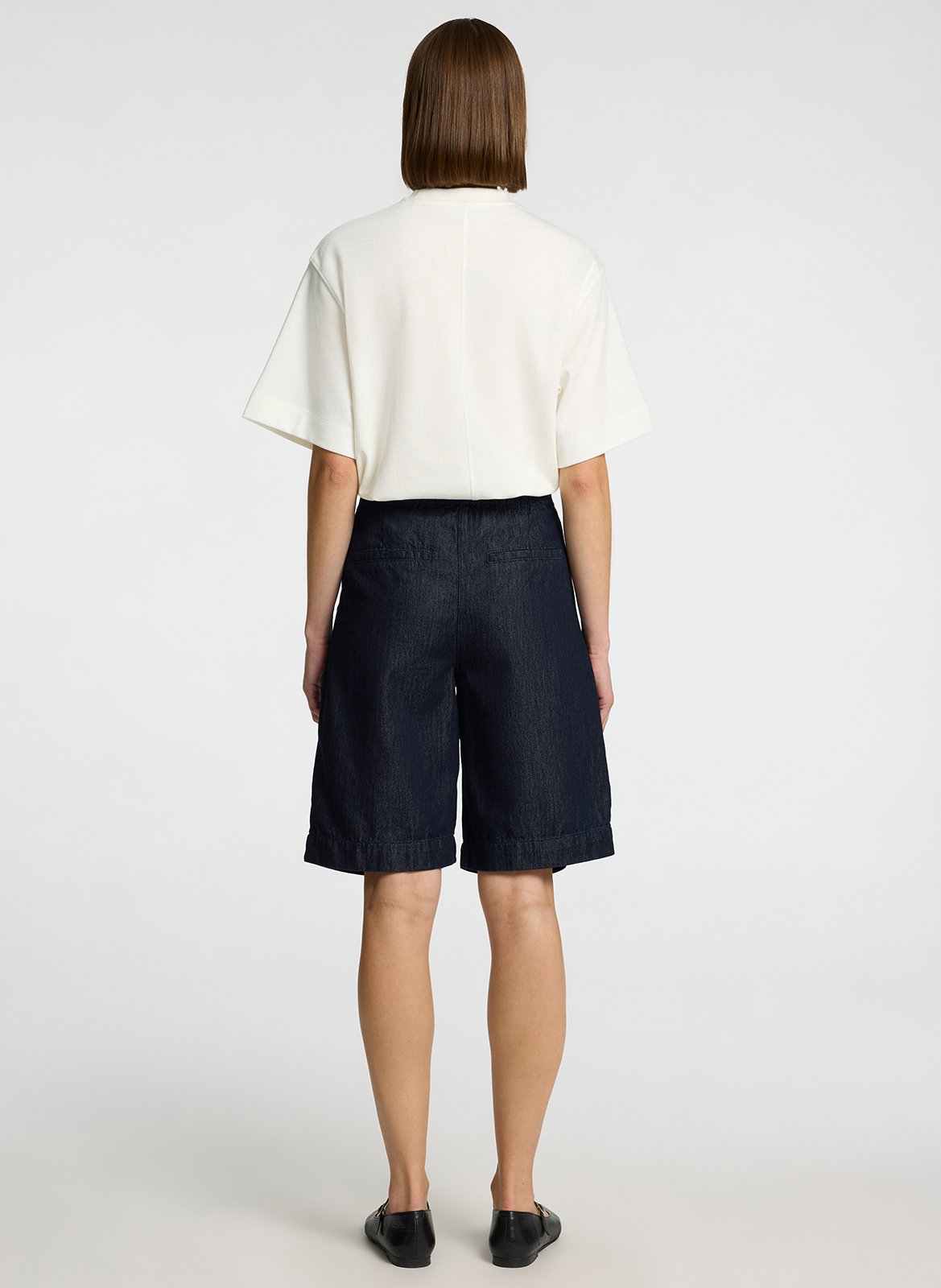 Bermuda droit en coton bio mélangé SELECTED Bleu