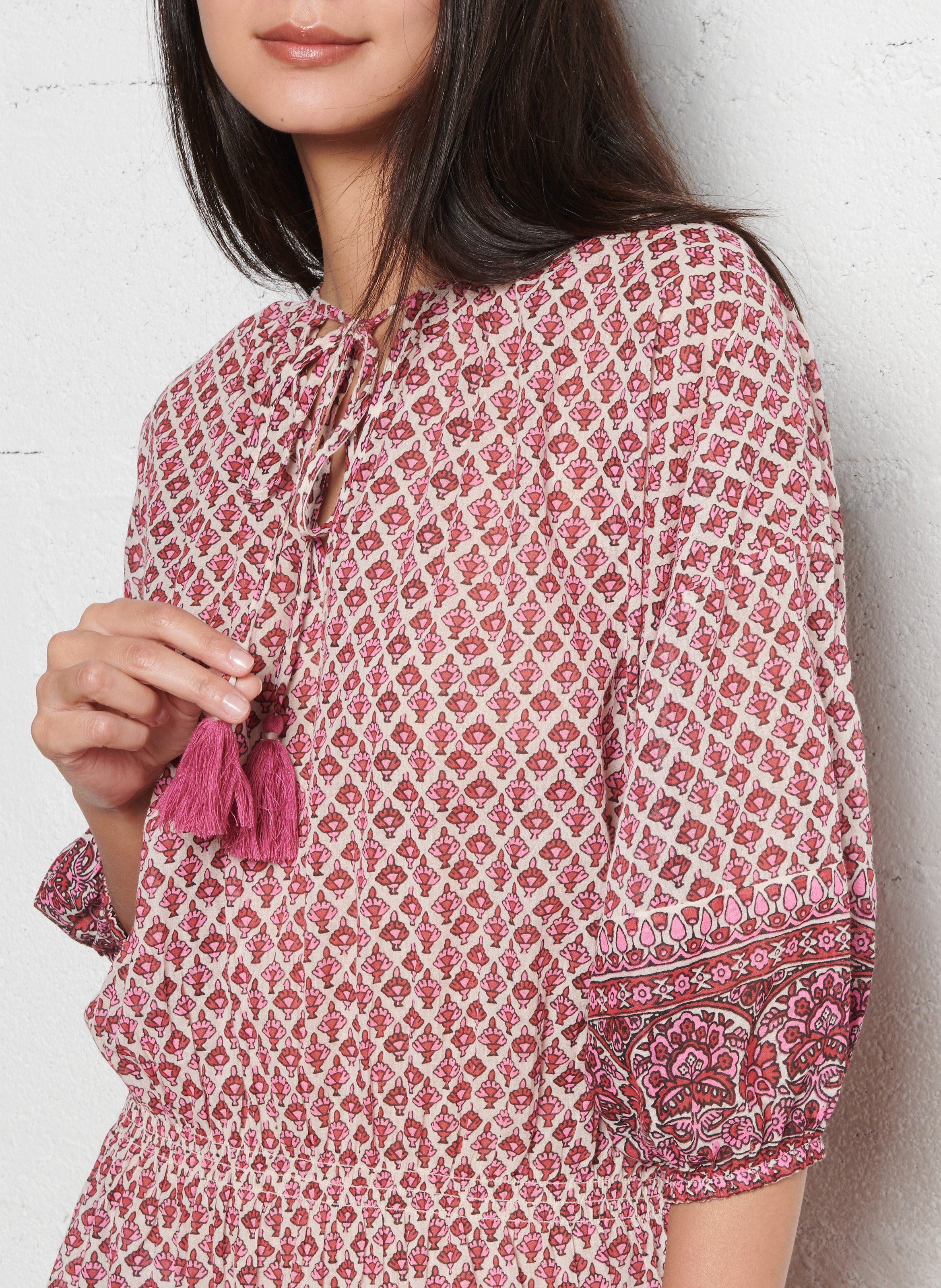 Robe courte cintrée en coton M.A.B.E Rose