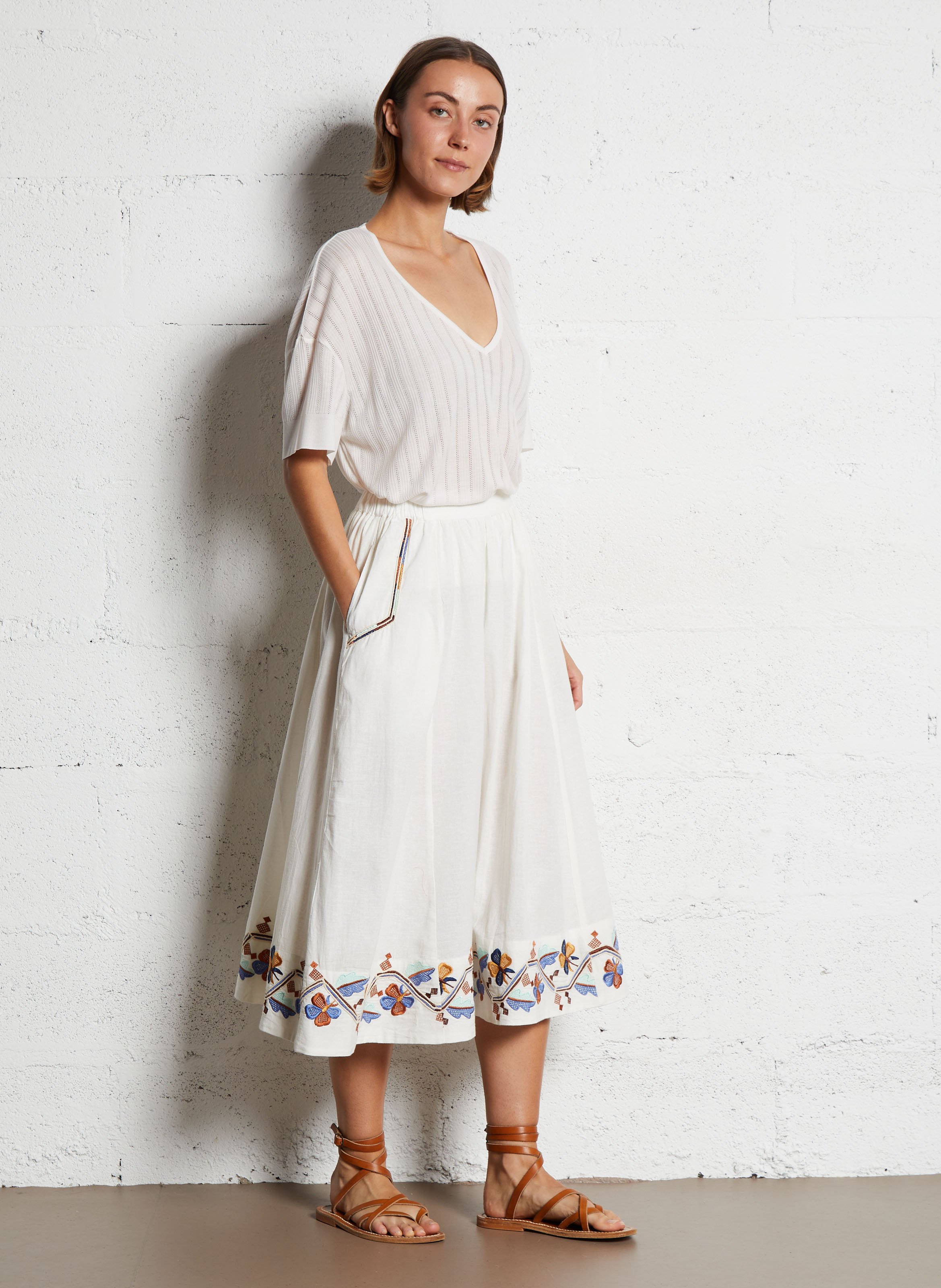 Langer Baumwollrock Mehrfarbig