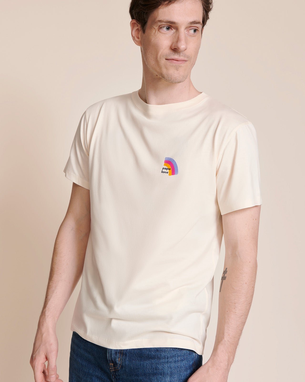 The &quot;Papa Love Rainbow&quot; organic cotton t-shirt White
