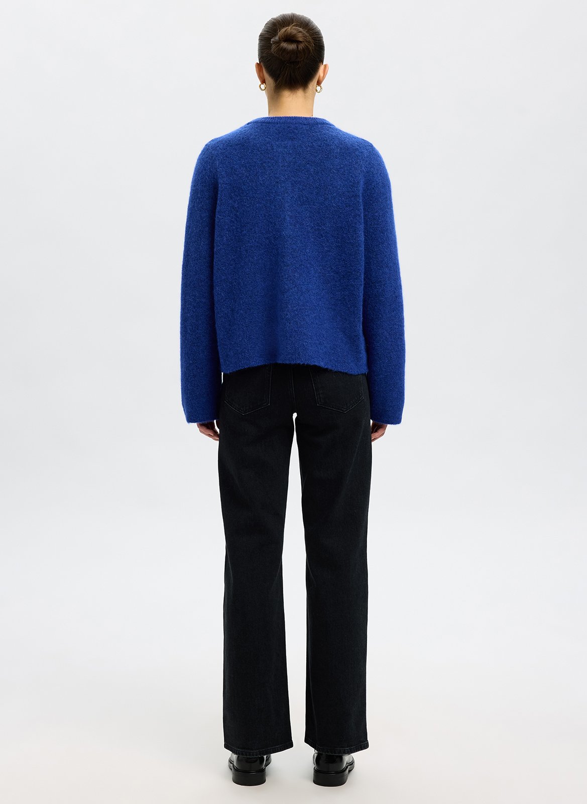 Gilet col rond en laine mélangée SELECTED Bleu