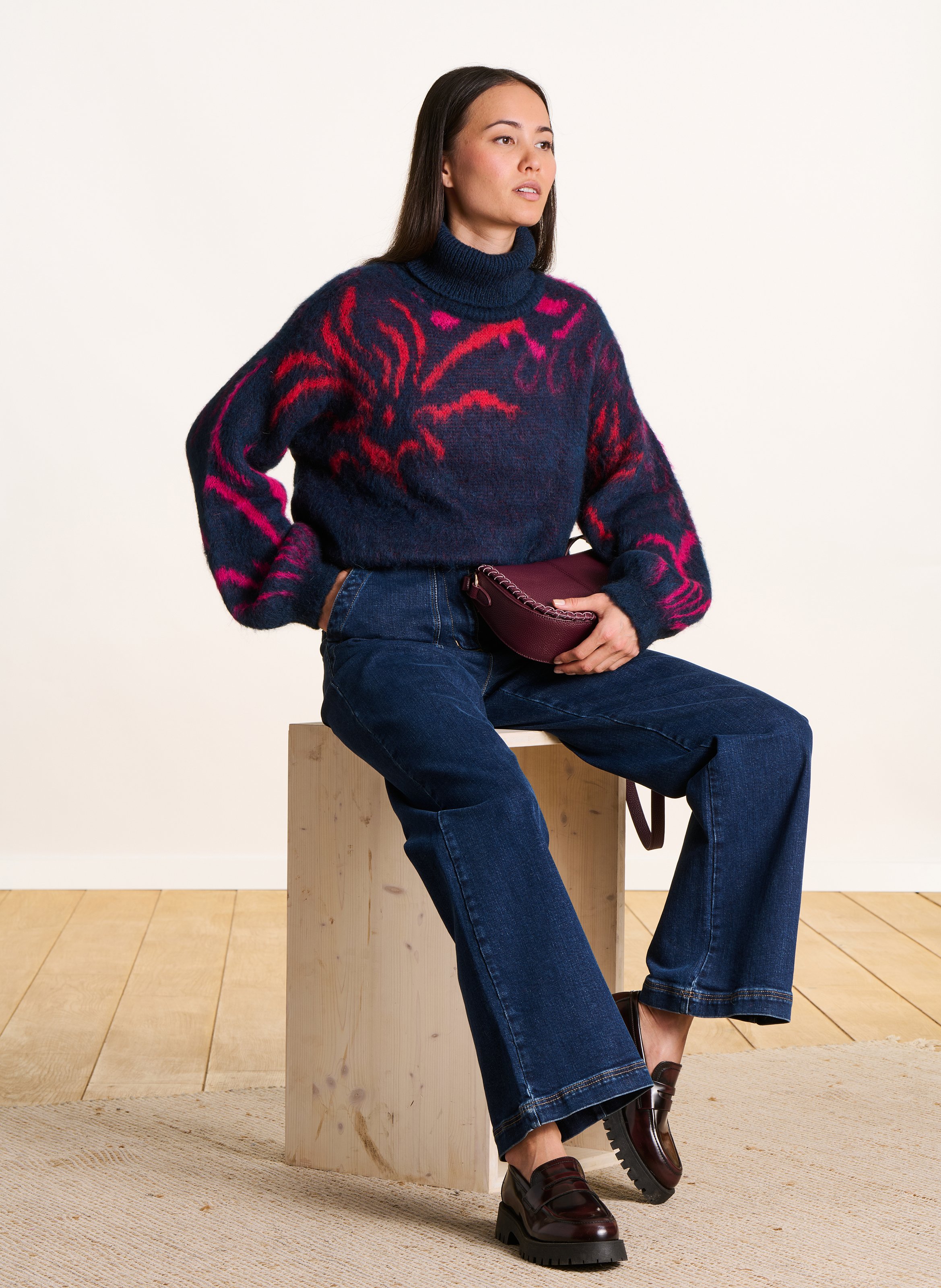 Straight turtleneck in jacquard LA FEE MARABOUTEE Multicolored