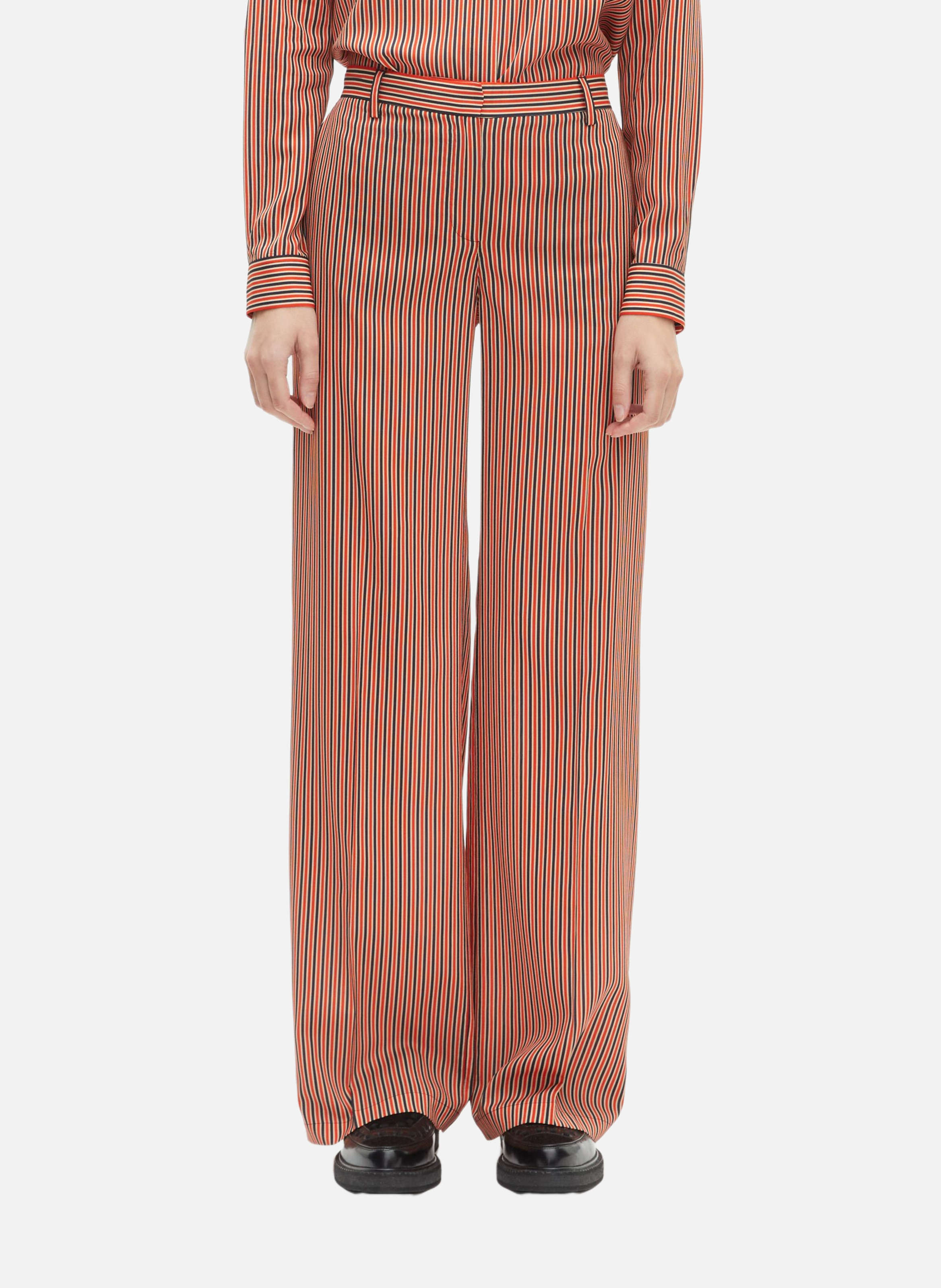 Pantalon large à rayures THE KOOPLES Rouge