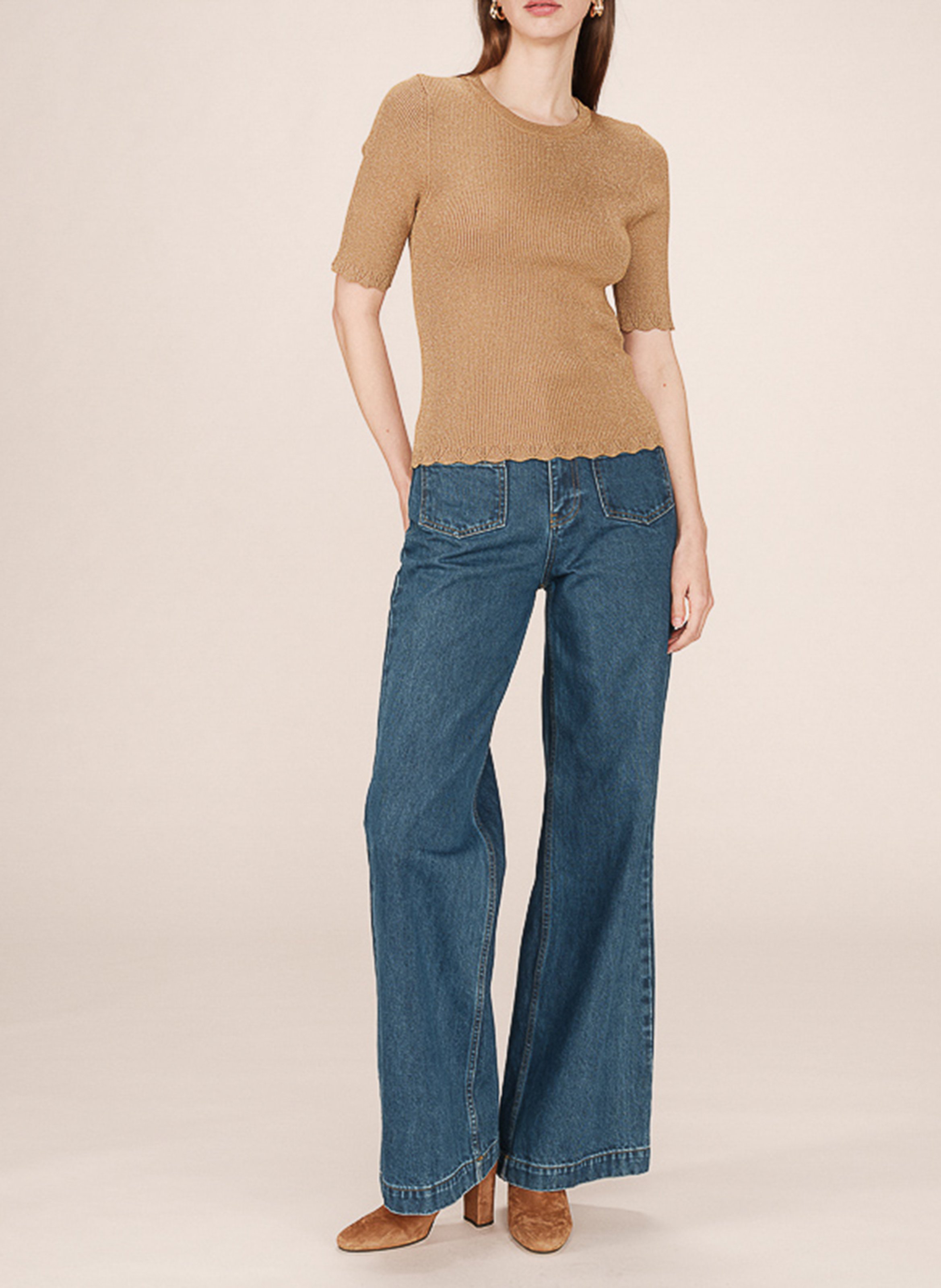 Pull col rond  GRACE ET MILA Jaune