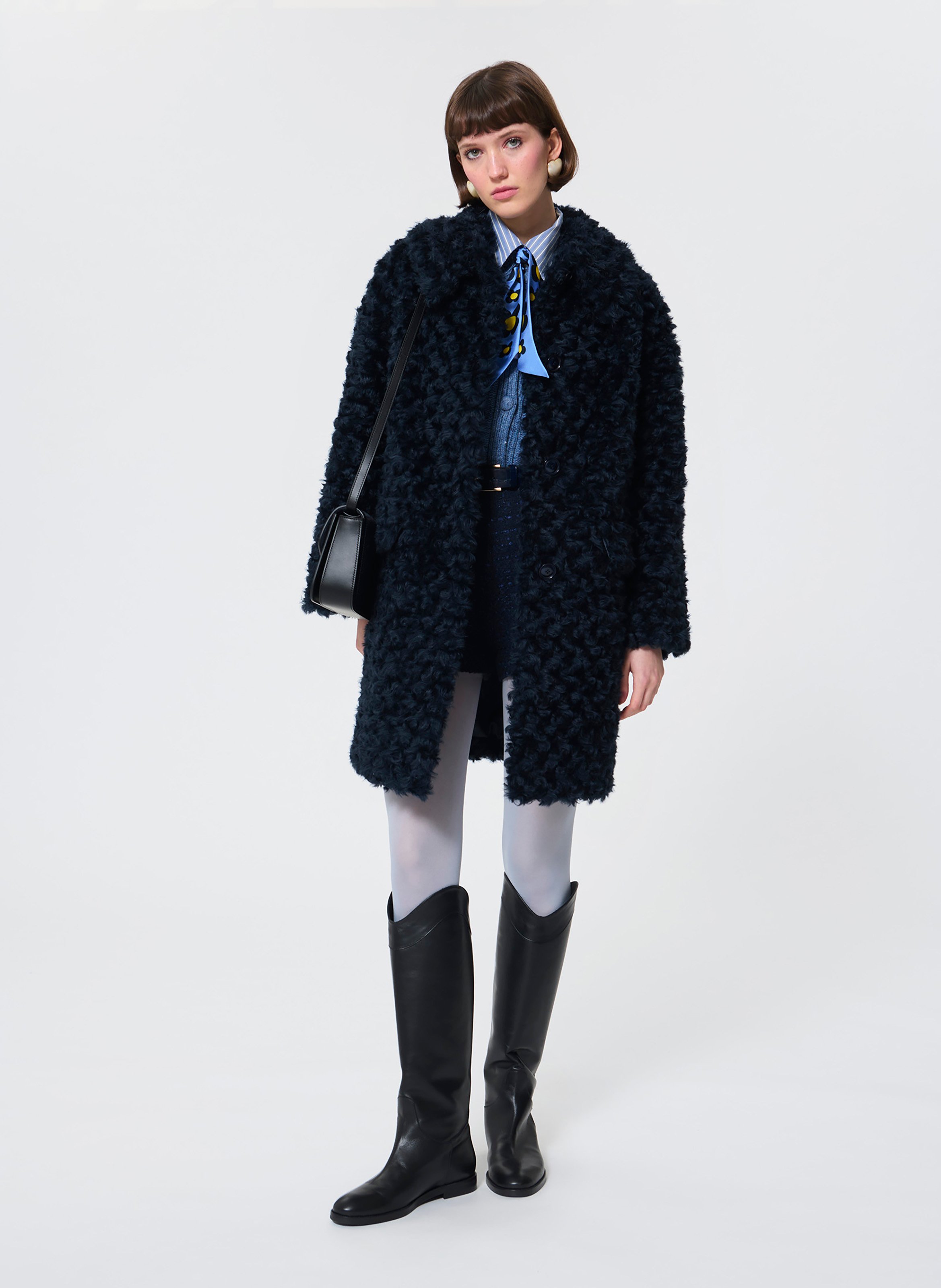 Faux fur coat with classic collar TARA JARMON Blue