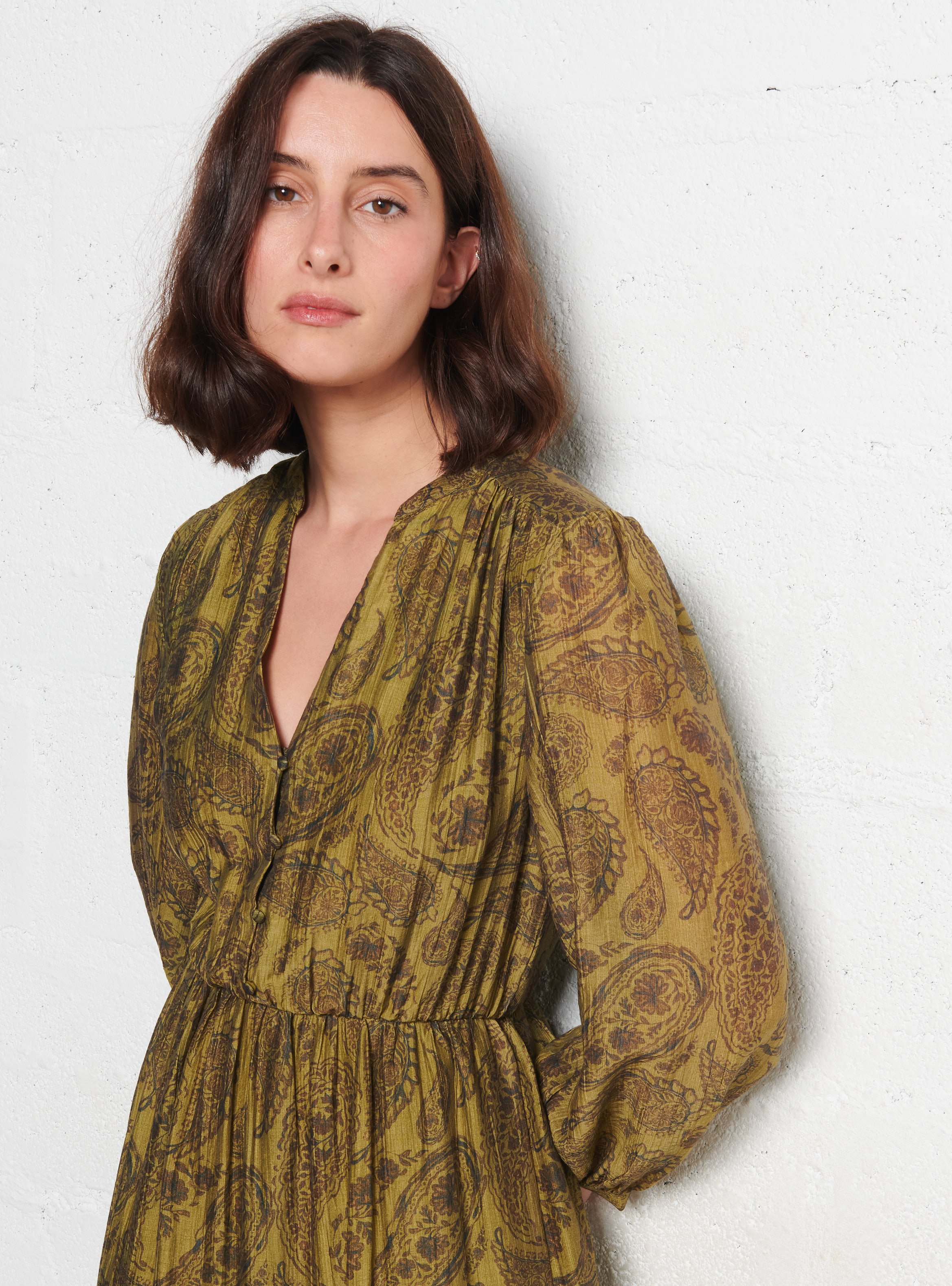 Lange getailleerde jurk met V-hals LA PETITE ETOILE Veelkleurig